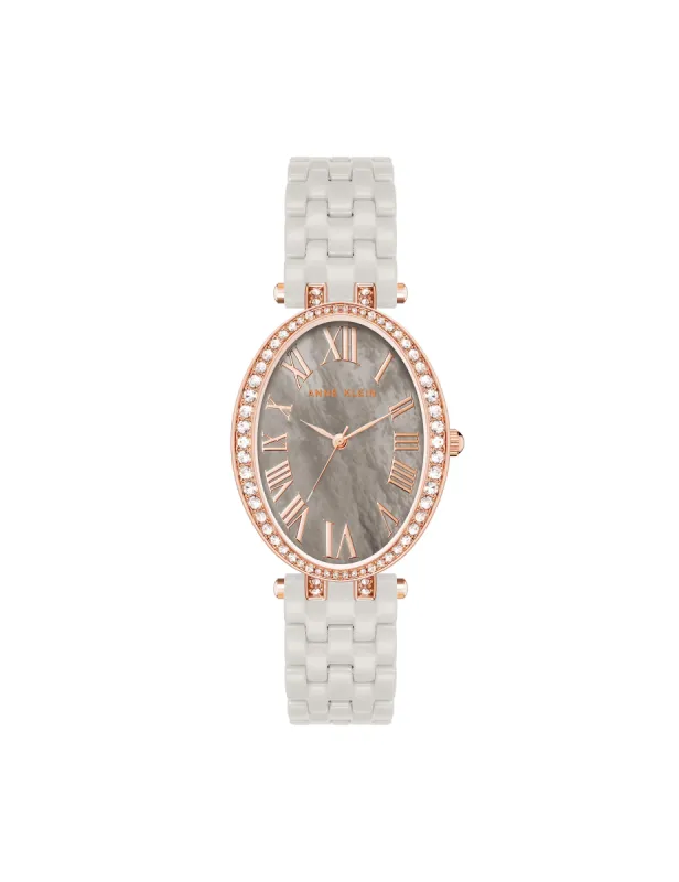 Oval Crystal Accented Ceramic Bracelet Watch sold by Anne Klein