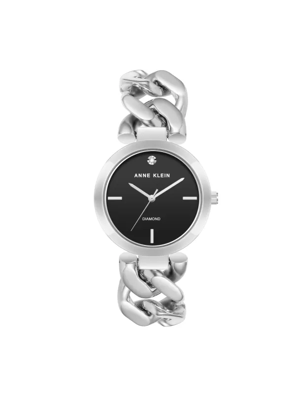 Diamond Accented Round Case Bracelet Watch sold by Anne Klein