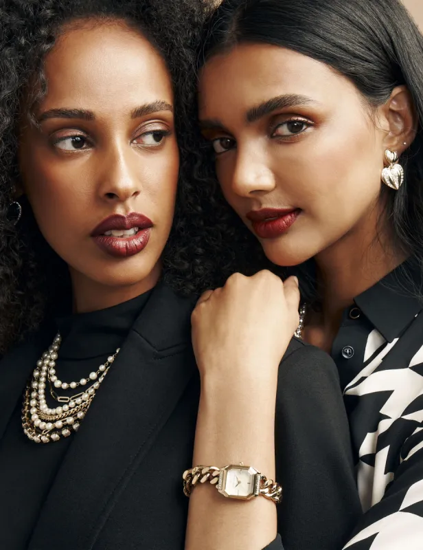 Octagonal Crystal Accented Chain Bracelet Watch sold by Anne Klein