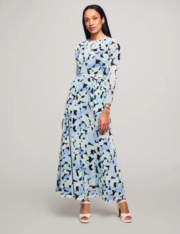 Printed Mesh Long Sleeve Maxi Dress- Sale sold by Anne Klein