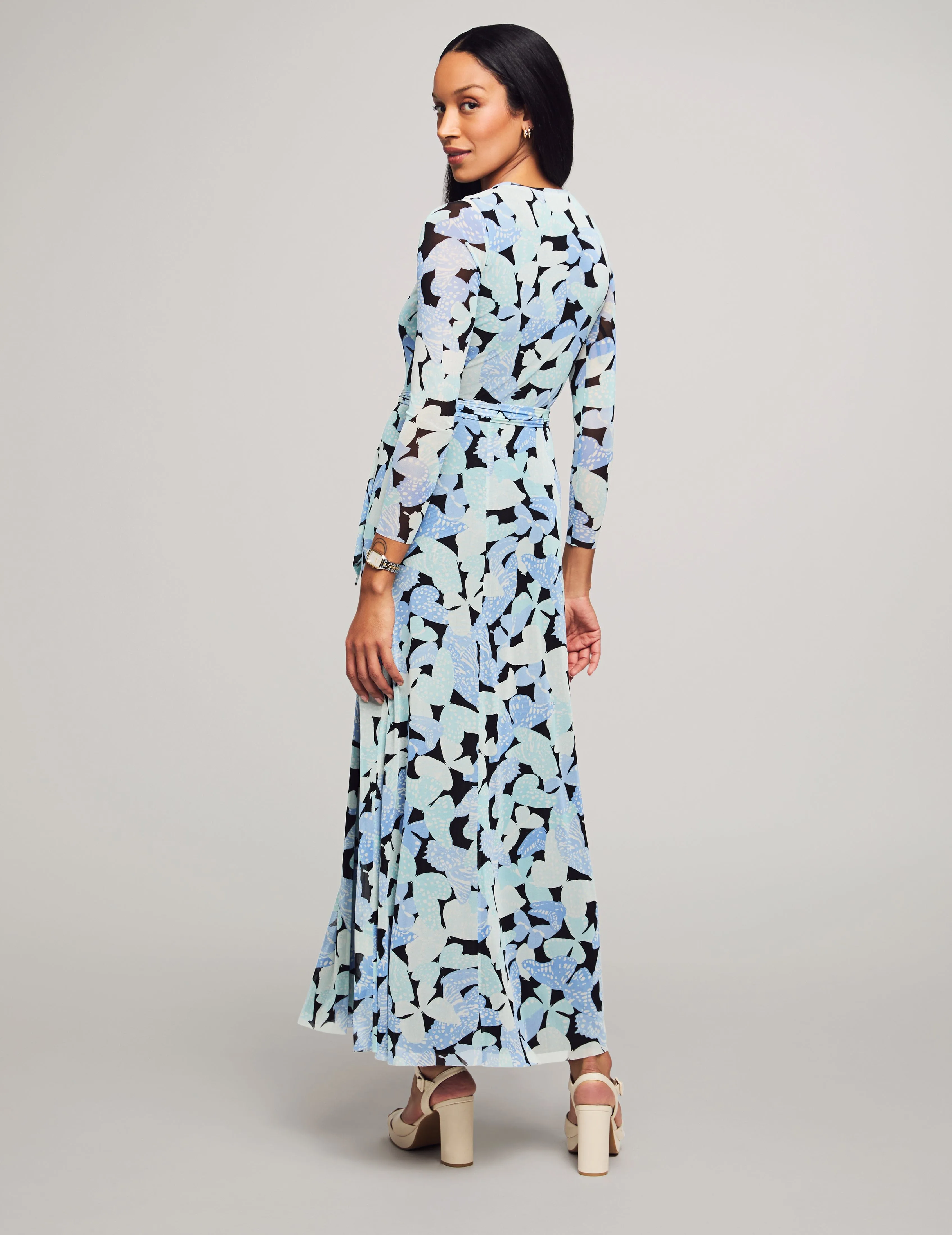 Printed Mesh Long Sleeve Maxi Dress- Sale sold by Anne Klein product image thumbnail 2