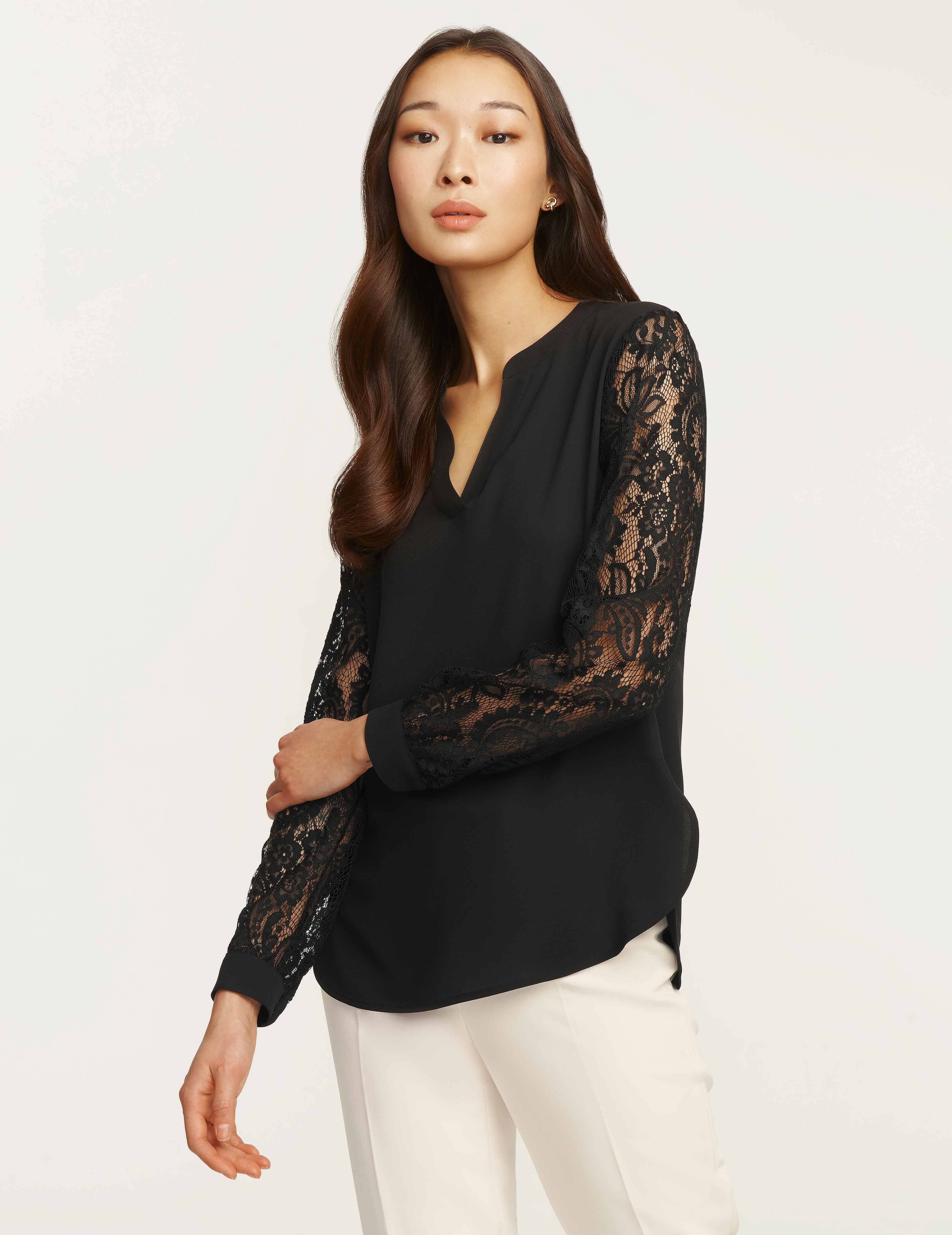 High Low Lace Sleeve Blouse- Clearance sold by Anne Klein product image thumbnail 2