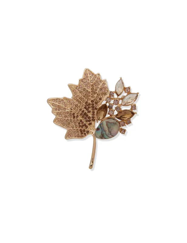 Stone Leaf Pin - Gold Multi sold by Anne Klein