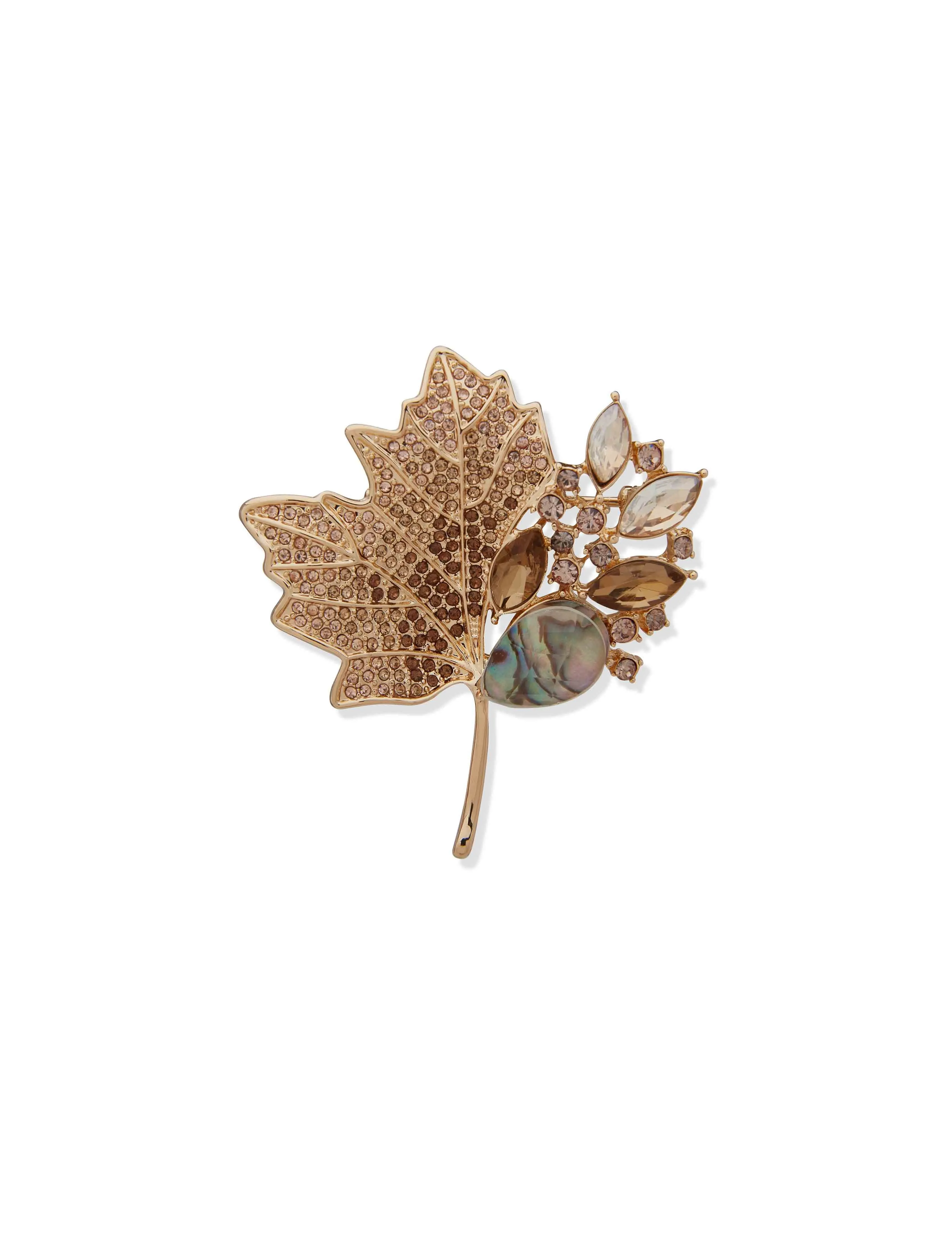 Stone Leaf Pin - Gold Multi sold by Anne Klein