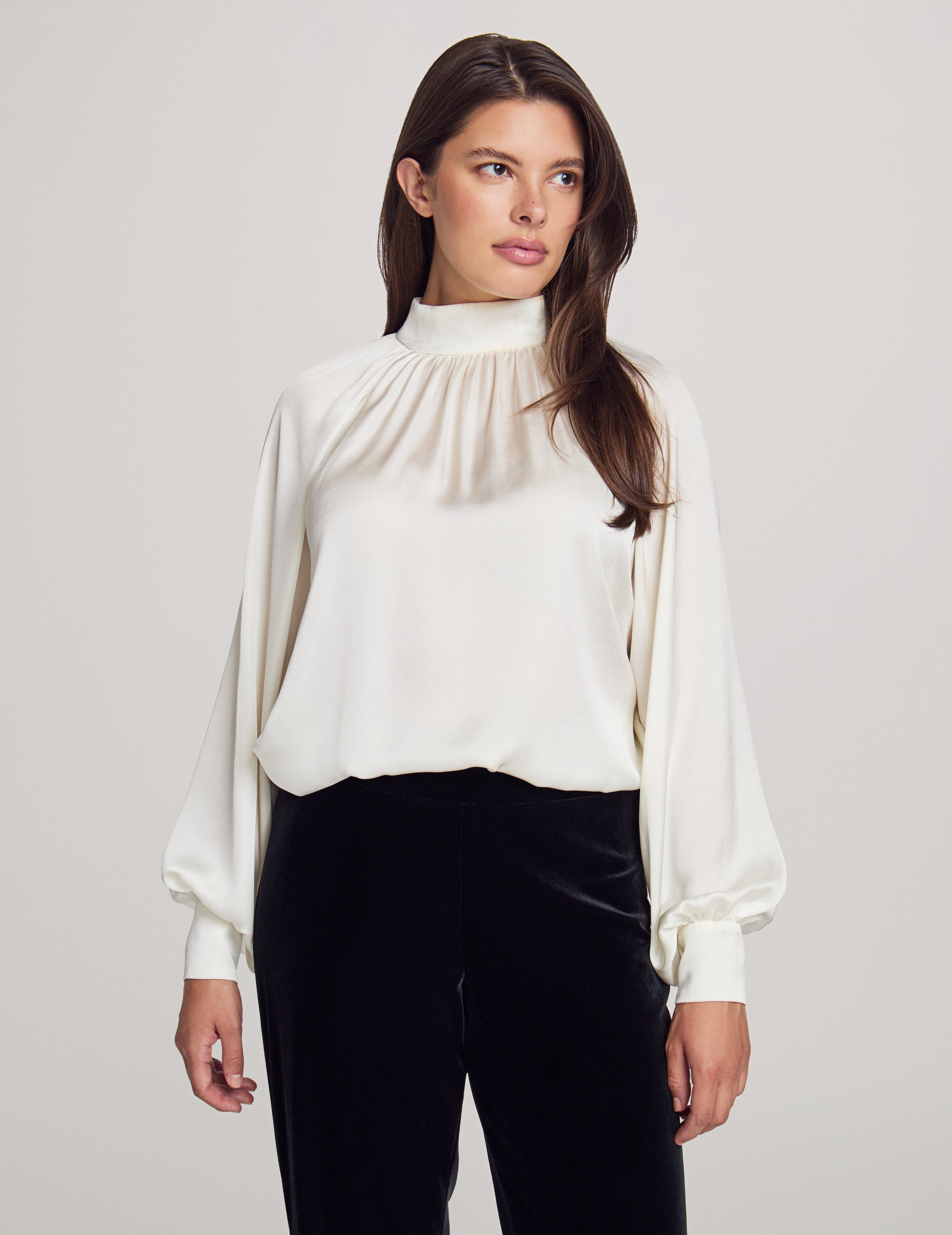 Long Sleeve Raglan Mock Neck Blouse sold by Anne Klein product image thumbnail 2