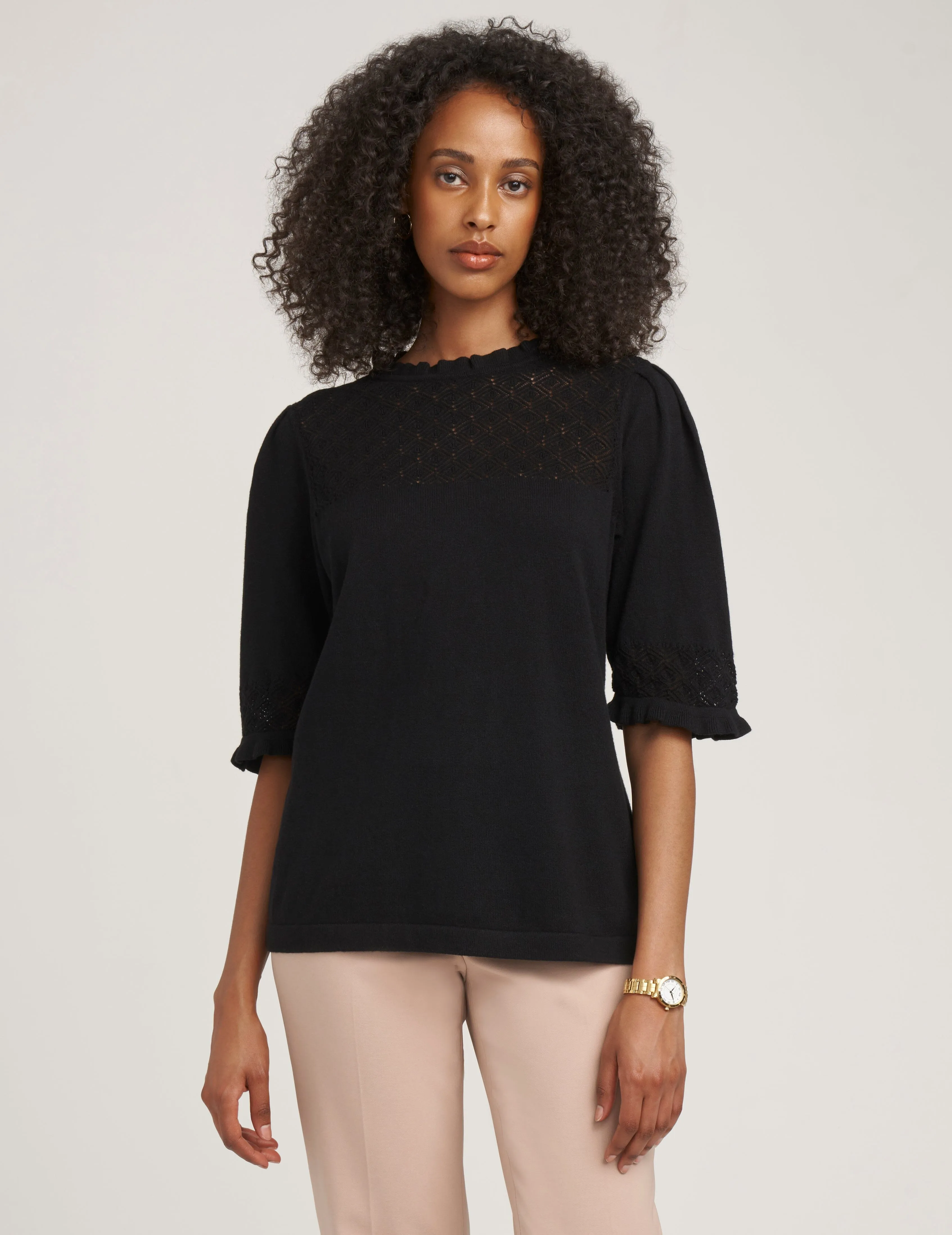 Puff Sleeve With Ruffle Neck Top- Sale sold by Anne Klein product image thumbnail 4