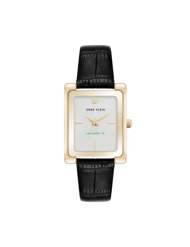 Consider It Rectangular Leather Band Watch sold by Anne Klein