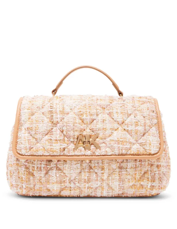 Quilted Tweed Convertible Flap Shoulder Bag With Turn Lock sold by Anne Klein