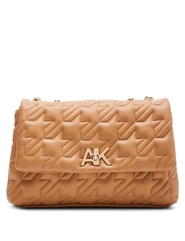 Convertible Flap Shoulder Bag With Turn Lock In Pressed Houndstooth sold by Anne Klein