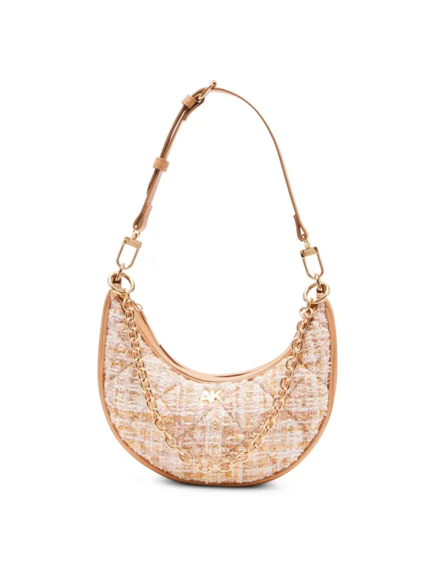 Tweed Crescent Shoulder Bag With Swag Chain sold by Anne Klein