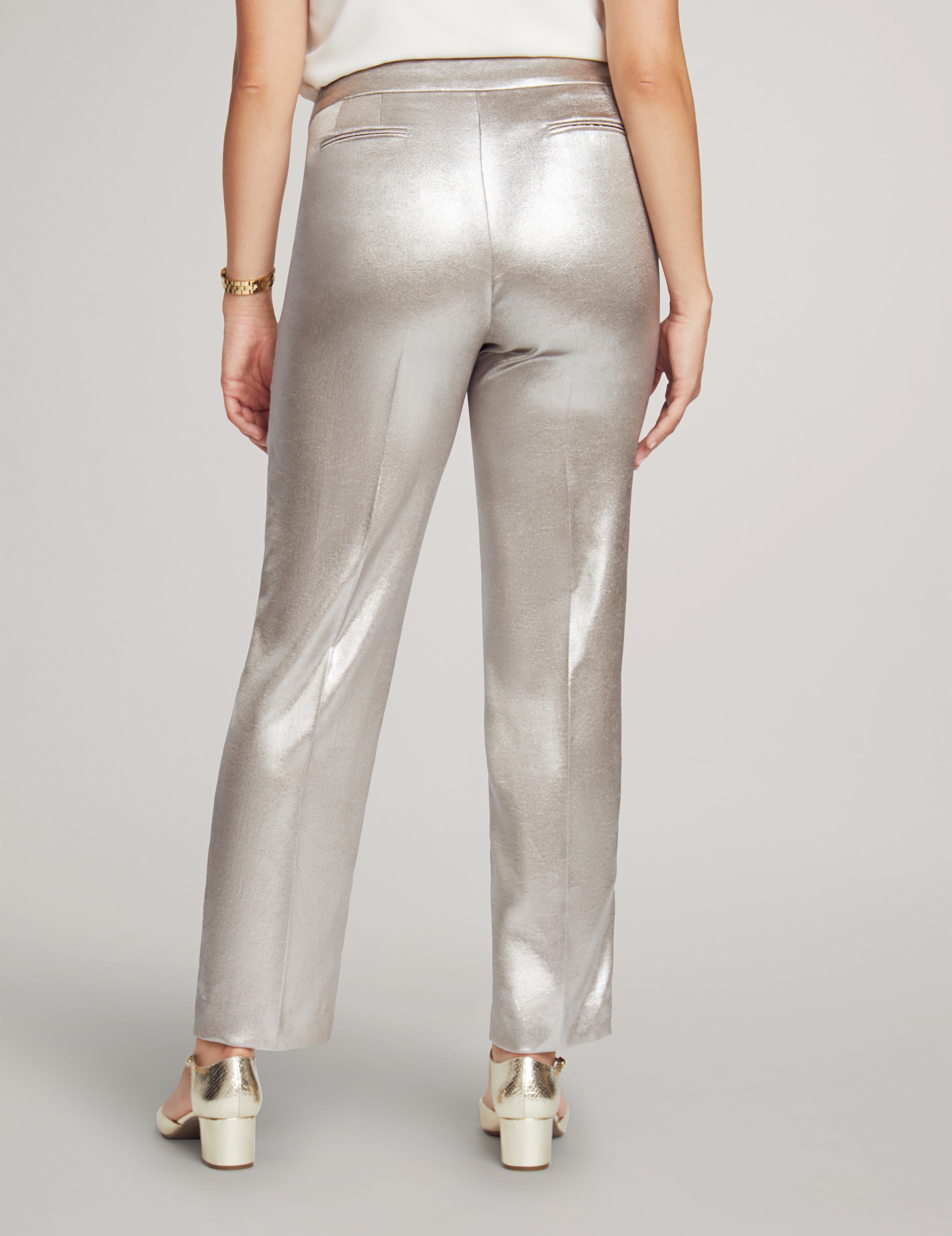 Metallic Fly Front Bowie Pant sold by Anne Klein product image thumbnail 3