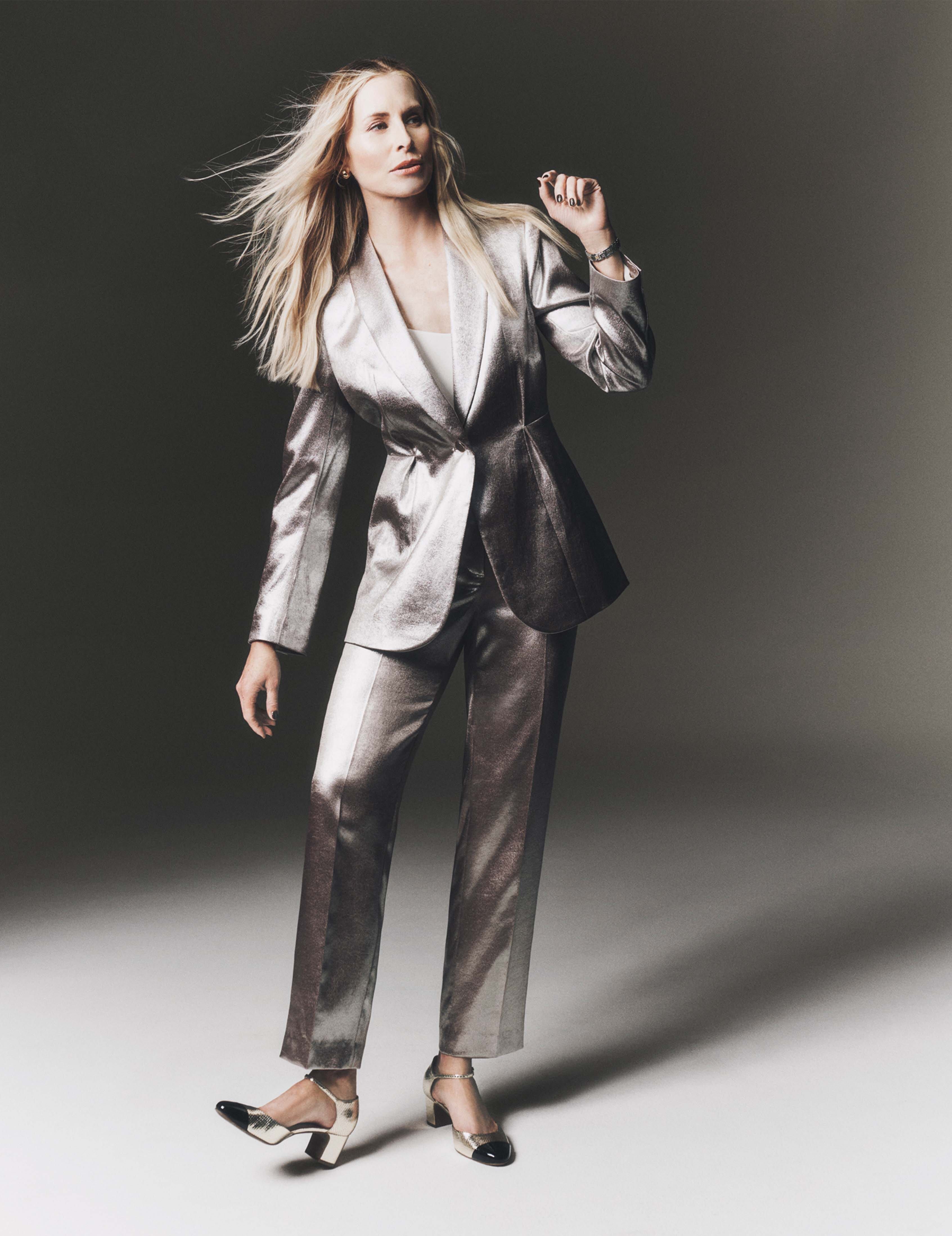 Metallic Fly Front Bowie Pant sold by Anne Klein