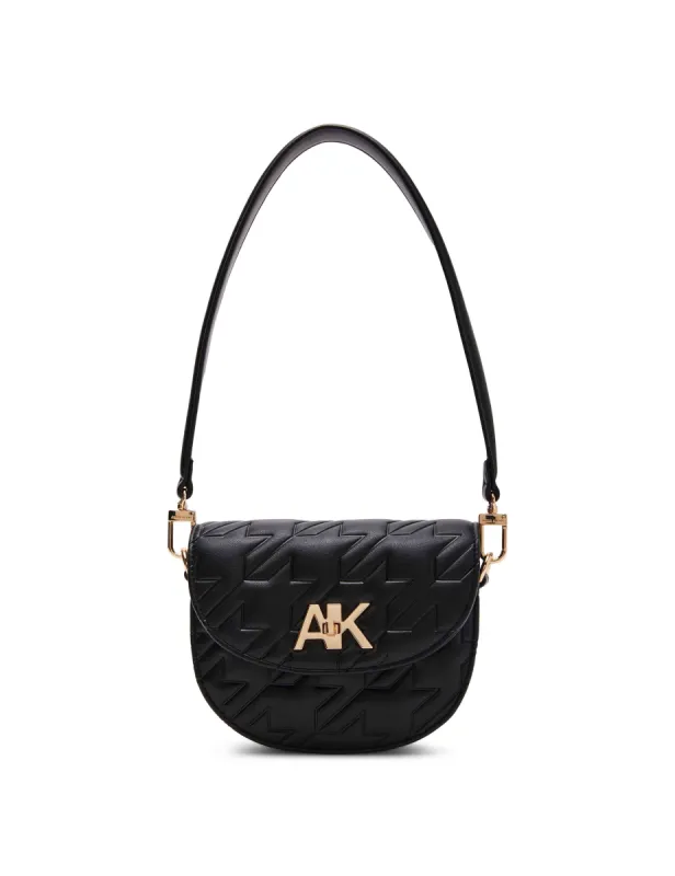 Mini Convertible Shoulder Bag With Turn Lock In Pressed Houndstooth sold by Anne Klein