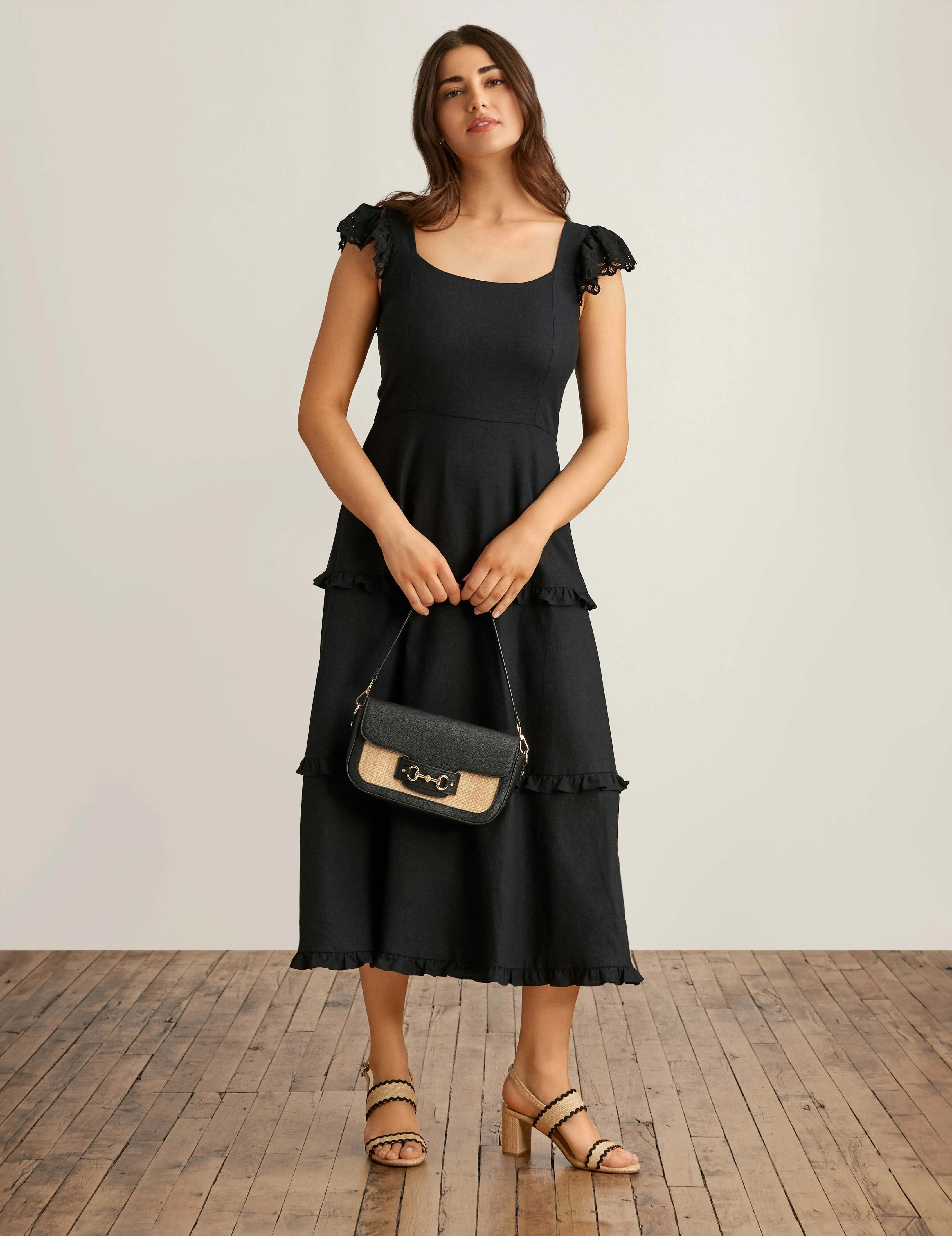 Ruffled Tier Midi Dress sold by Anne Klein