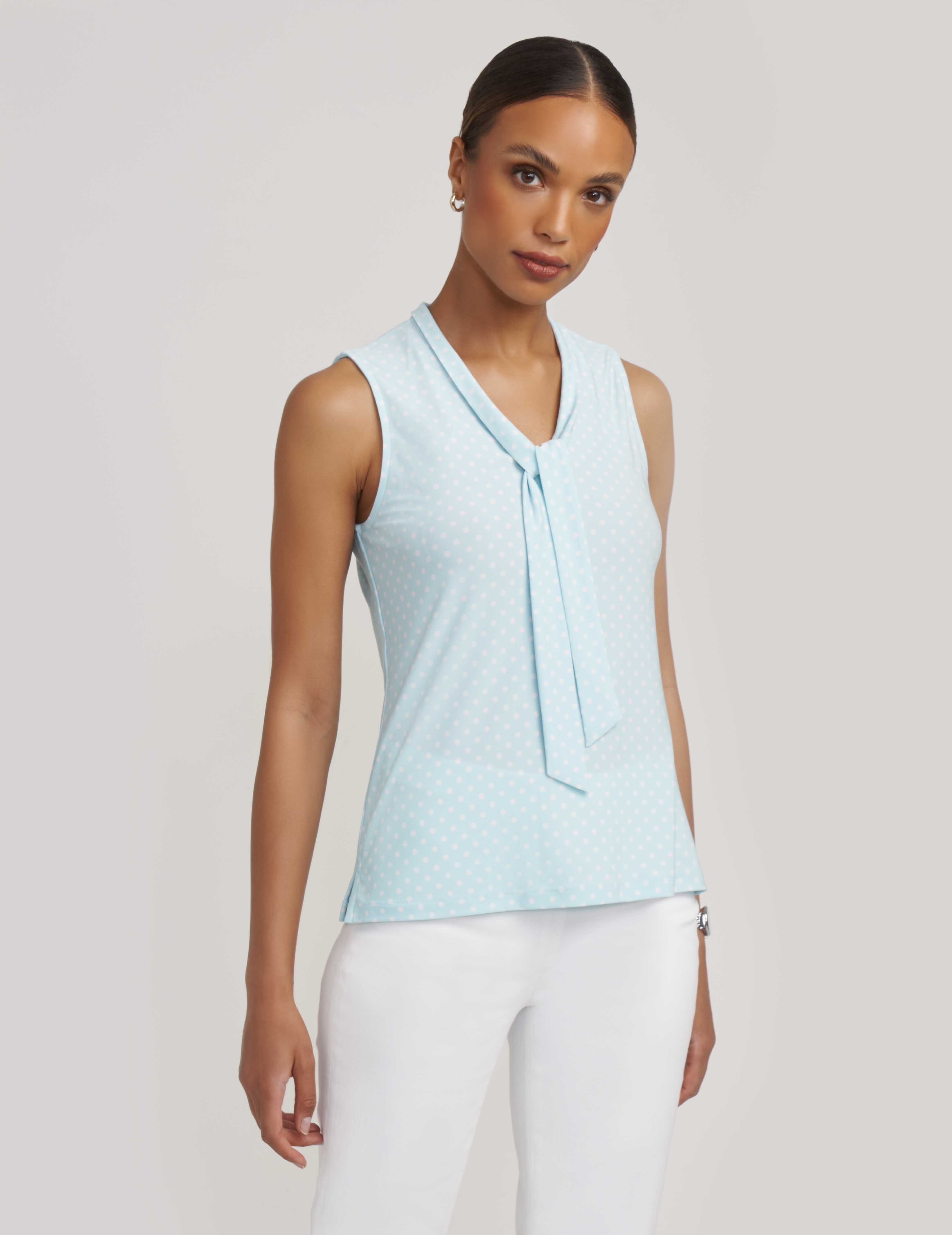 Printed V-Neck Sleeveless Tie Blouse- Clearance sold by Anne Klein product image thumbnail 2