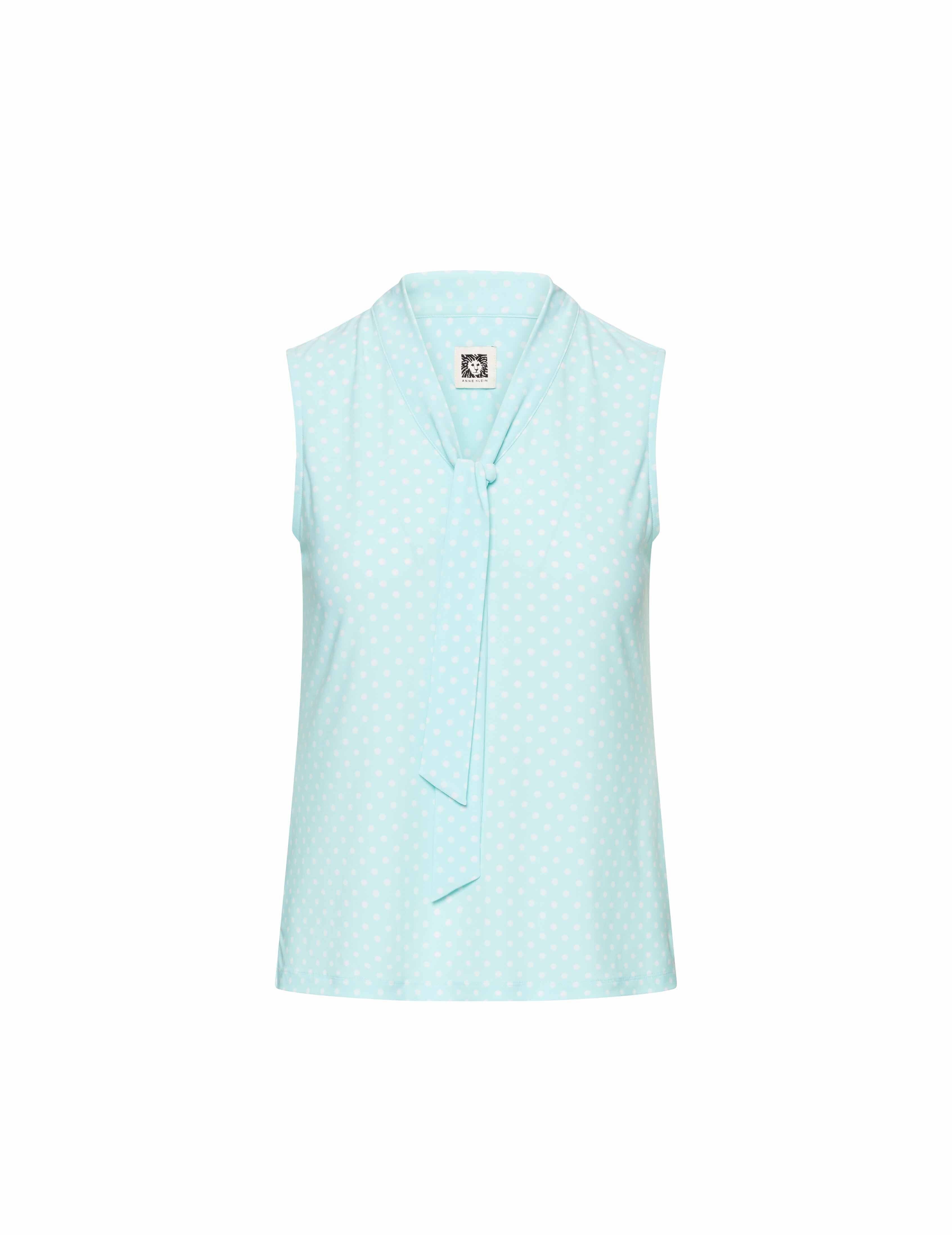 Printed V-Neck Sleeveless Tie Blouse- Clearance sold by Anne Klein