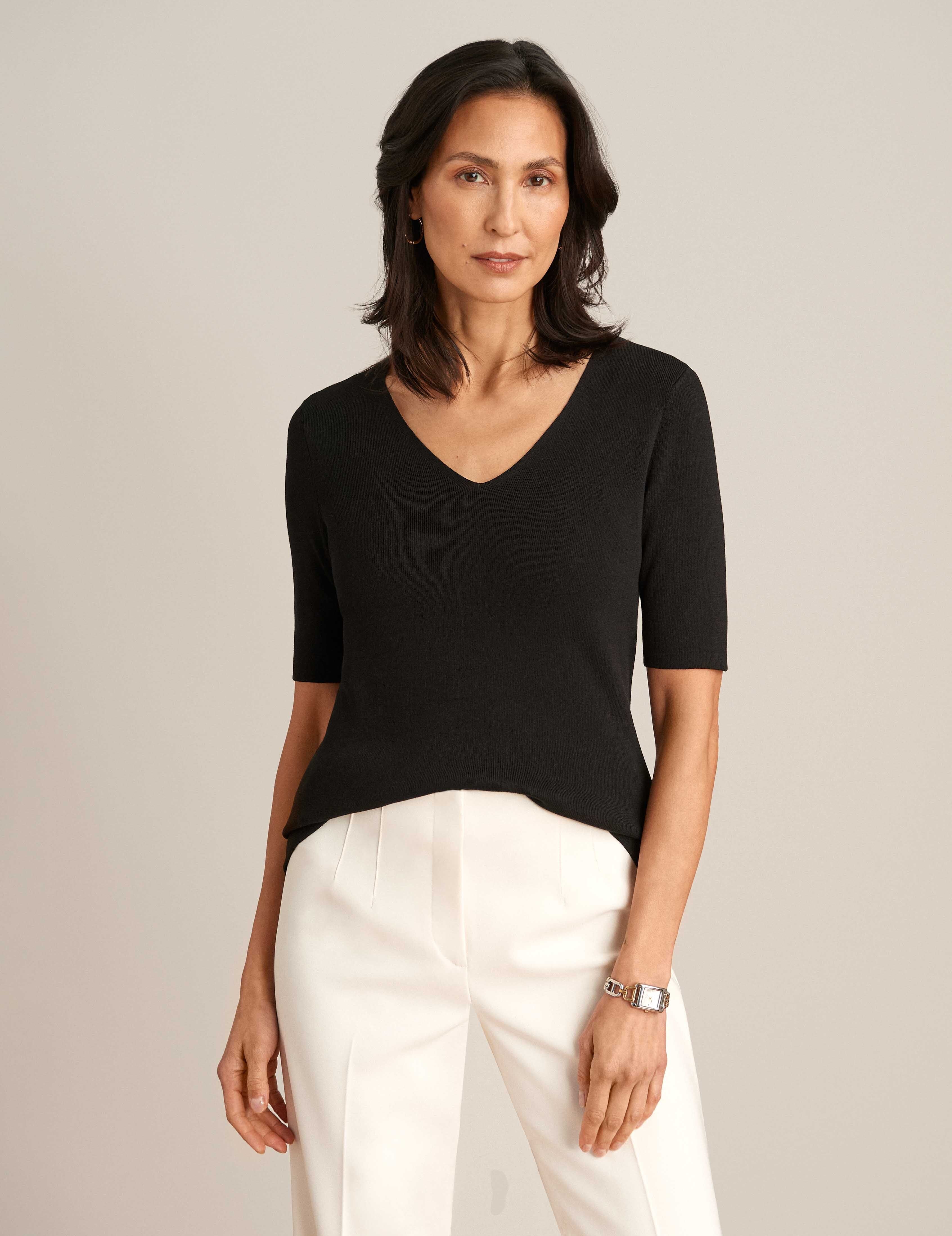 Half Sleeve V Neck Top sold by Anne Klein