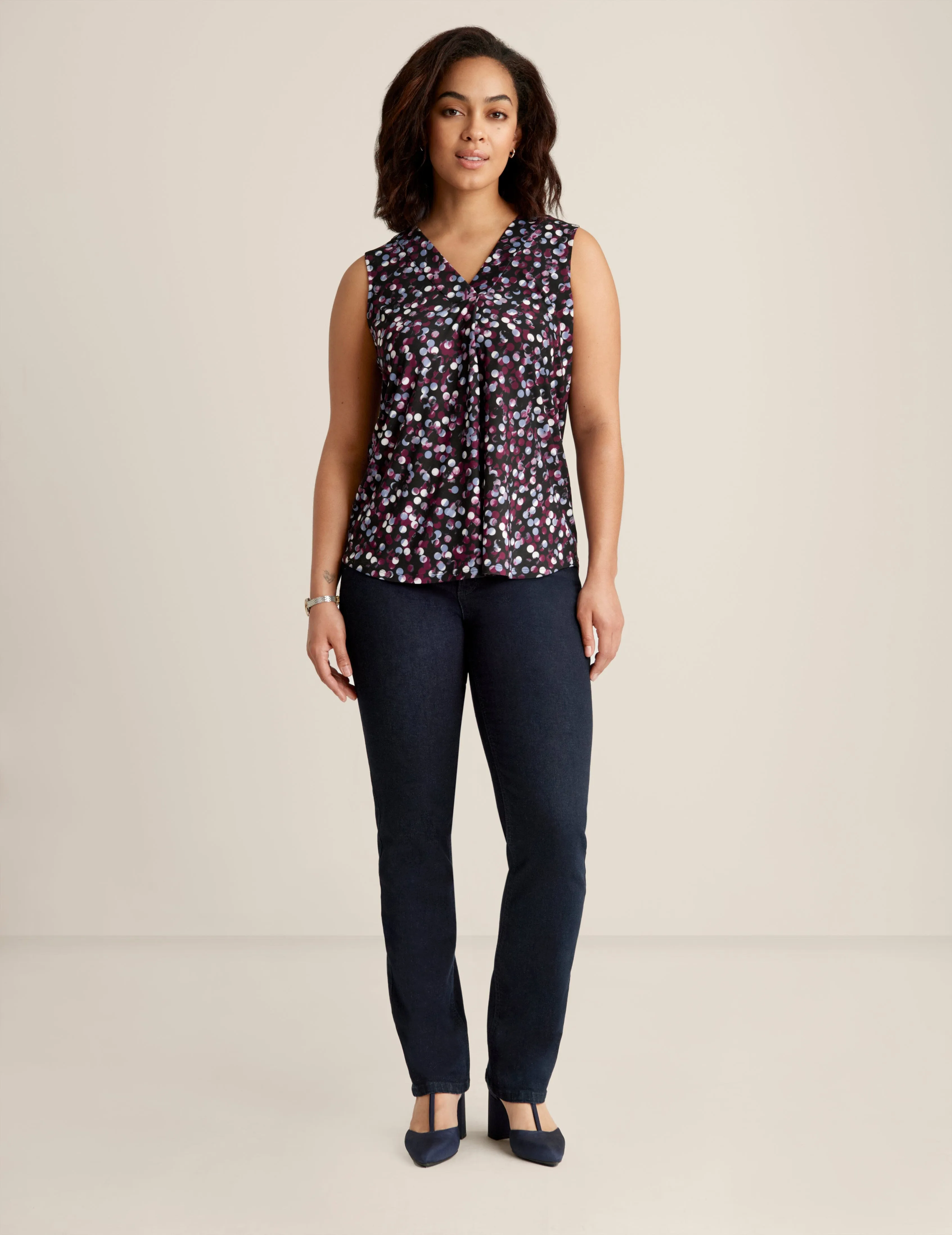 Printed Ity Pleat Front Shell sold by Anne Klein