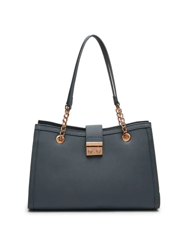 Satchel With Chain Detailing And Push Lock sold by Anne Klein