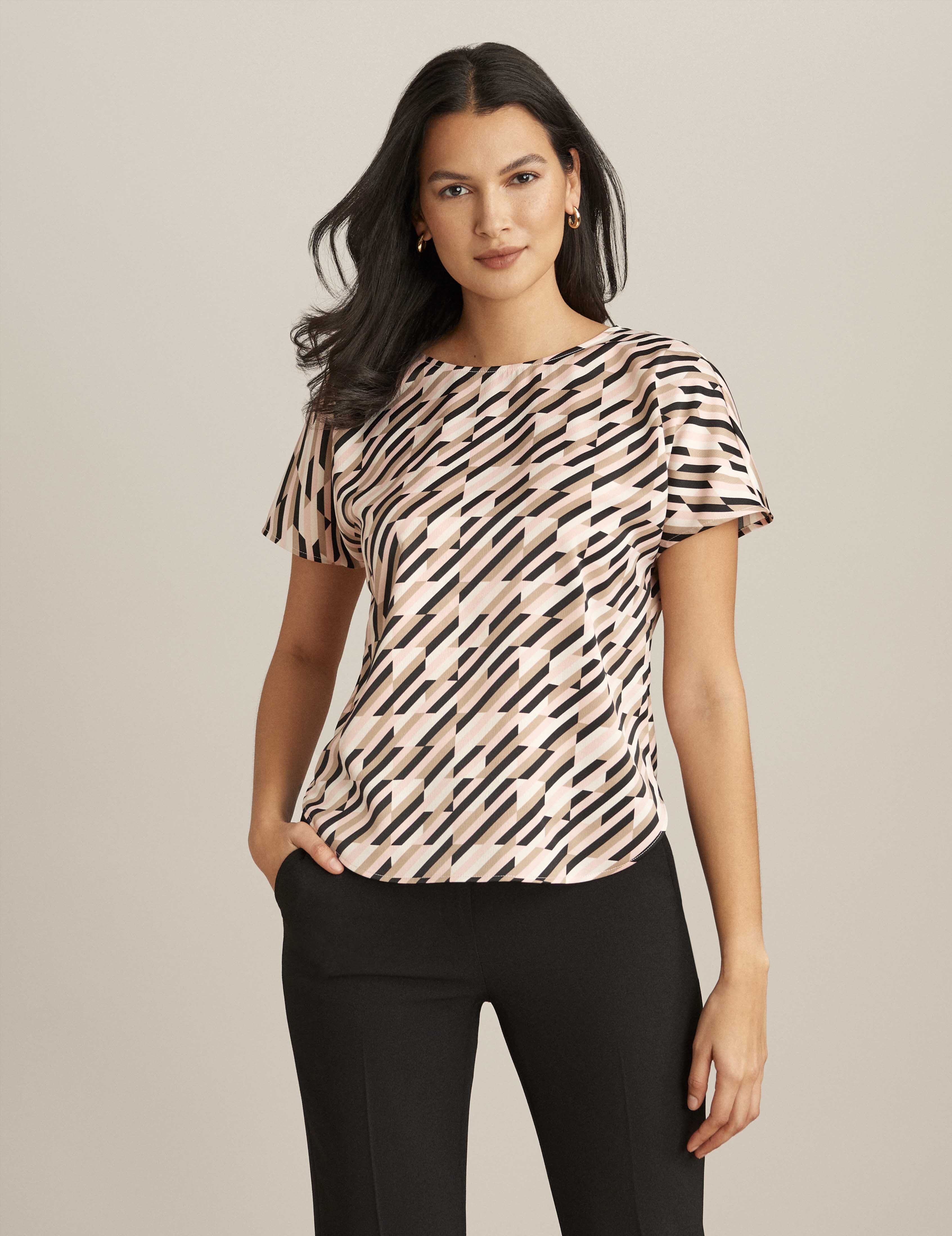 Short Sleeve Blouse With Bateau Neckline sold by Anne Klein