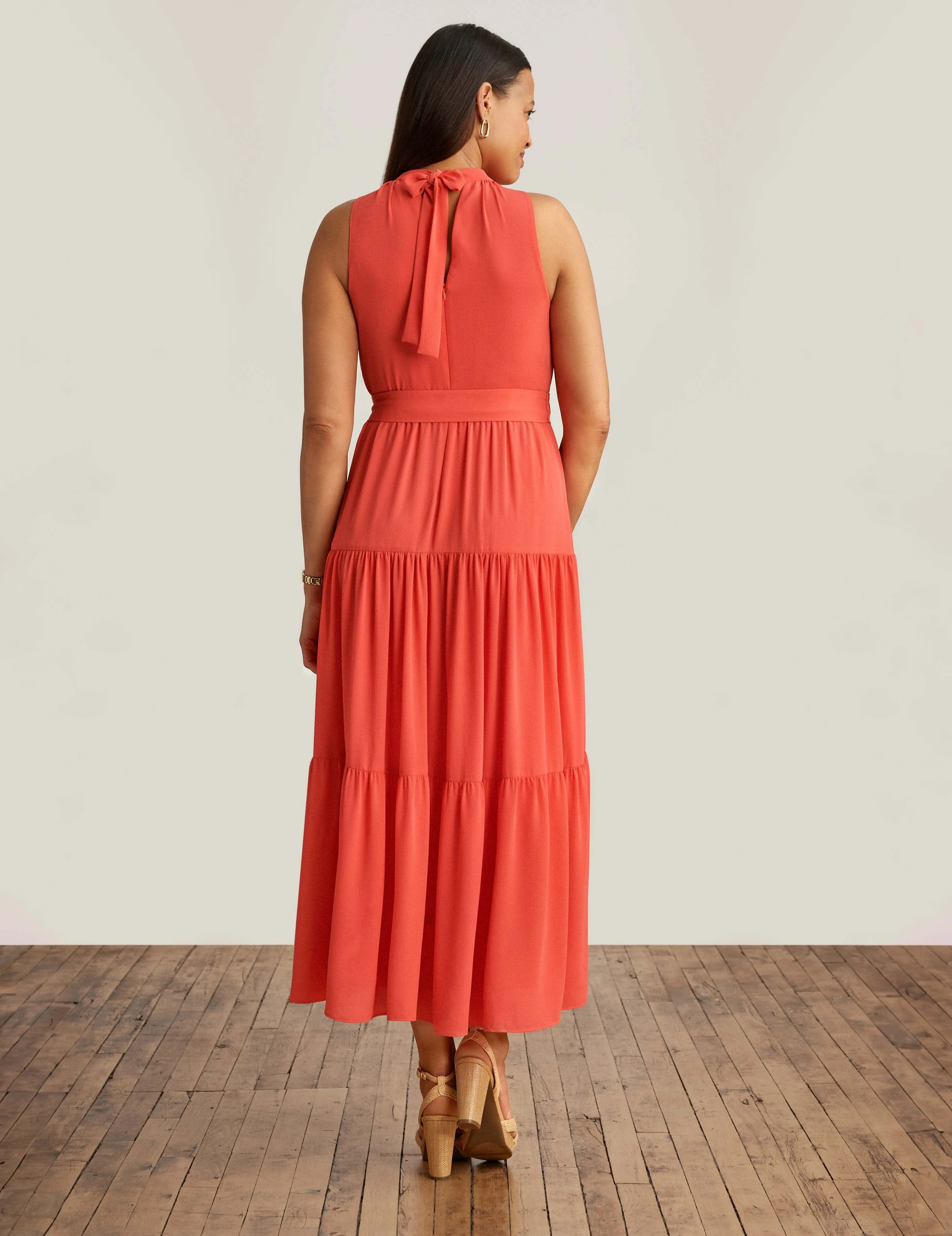 Petite Tiered Tie Neck Maxi Dress sold by Anne Klein product image thumbnail 2