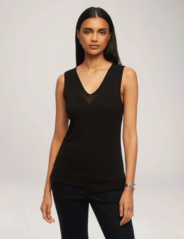 V Neck Mesh Tank Top- Clearance sold by Anne Klein