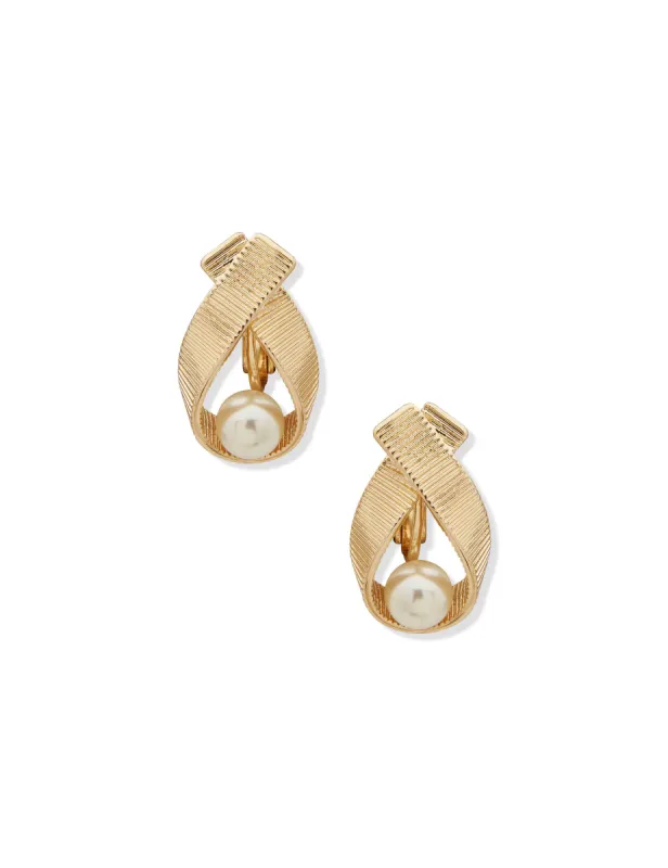 Drop with Faux Pearl Clip Earrings sold by Anne Klein