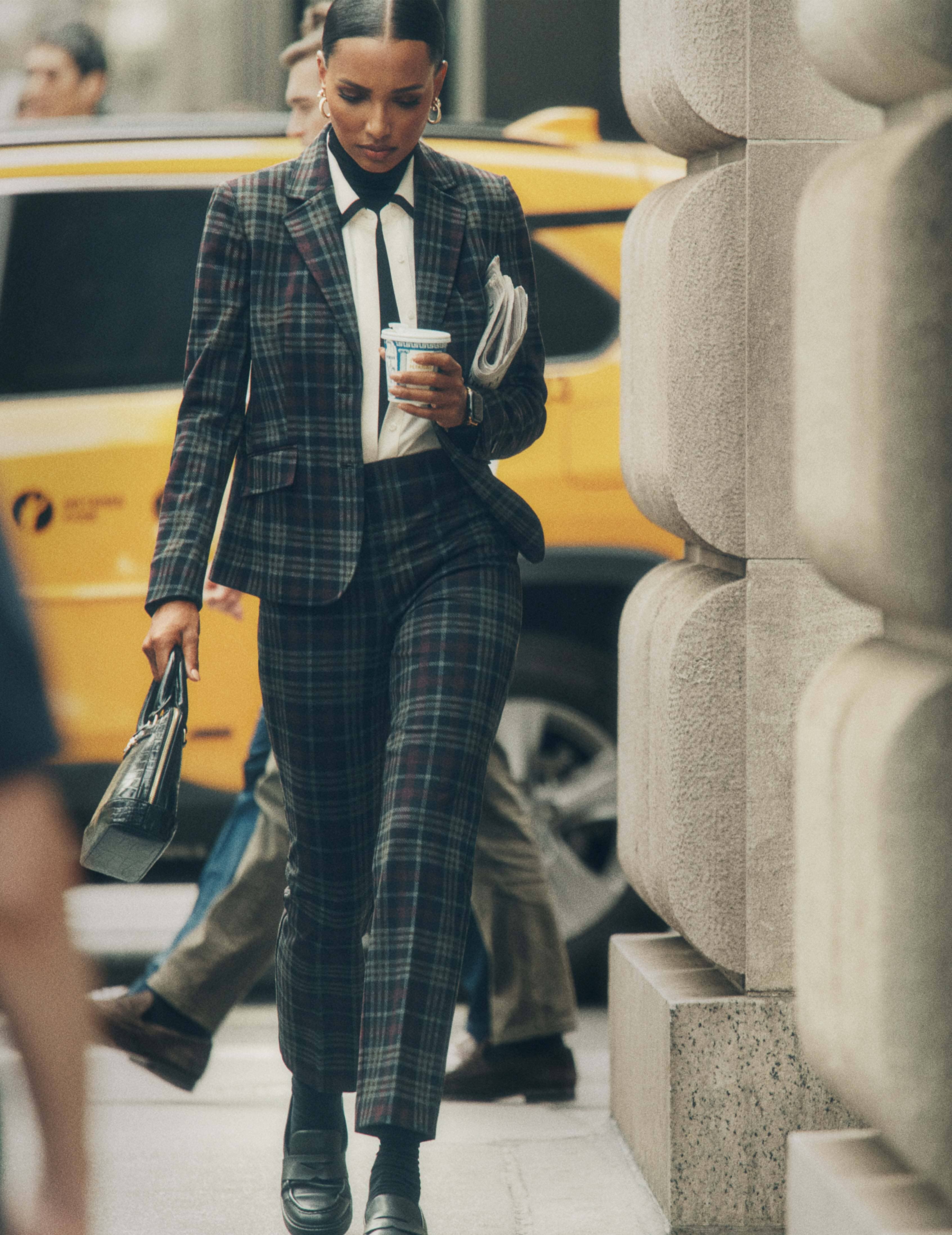 Plaid Printed Two Button Jacket sold by Anne Klein