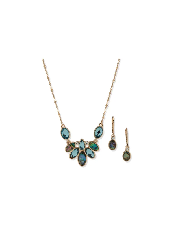 Stone Cluster Necklace and Earring Set sold by Anne Klein