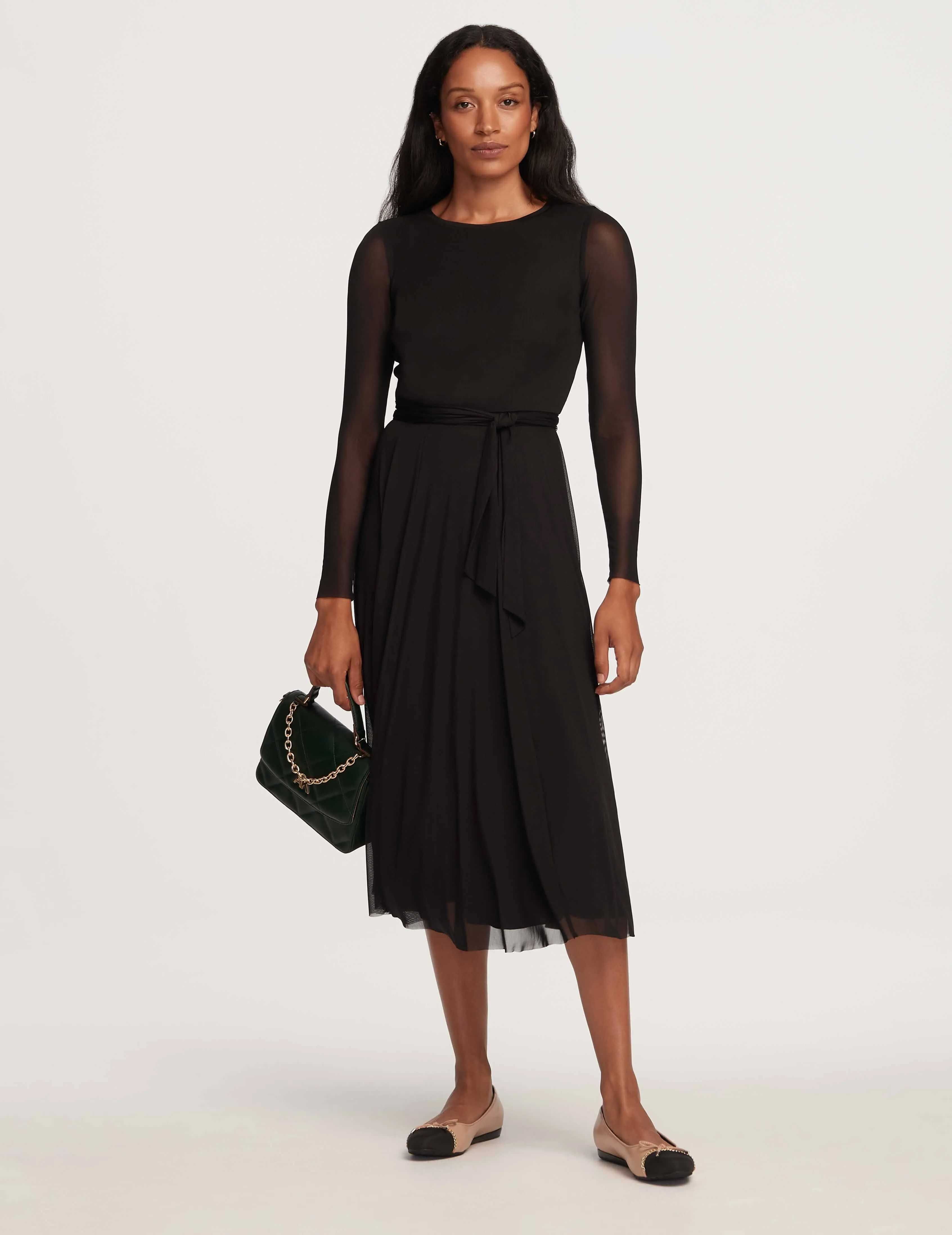 Mesh Tie Waist Midi Dress- Sale sold by Anne Klein product image thumbnail 3