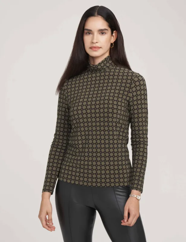 Long Sleeve Printed Turtleneck- Sale sold by Anne Klein