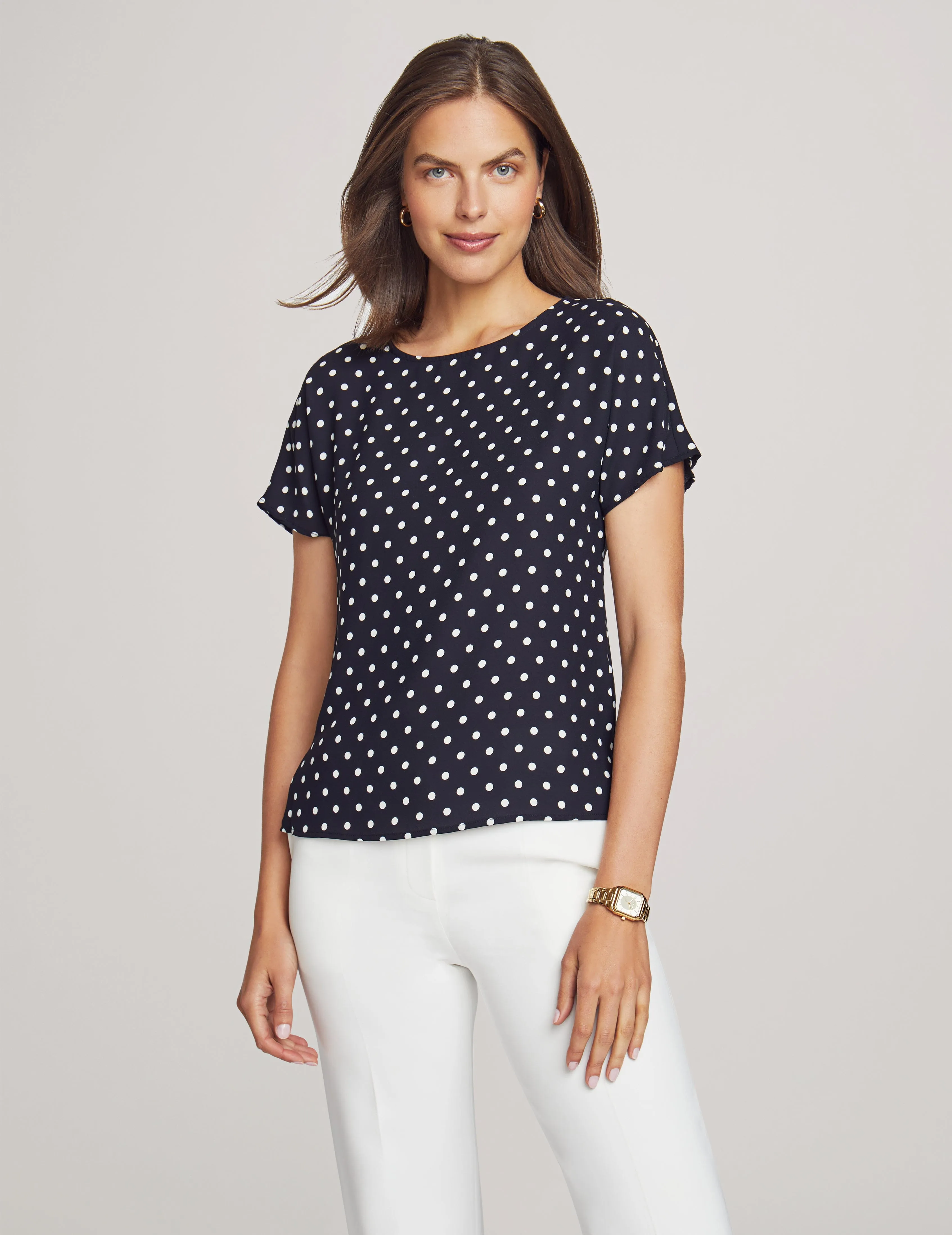 Bateau Neck Short Sleeve Blouse- Sale sold by Anne Klein