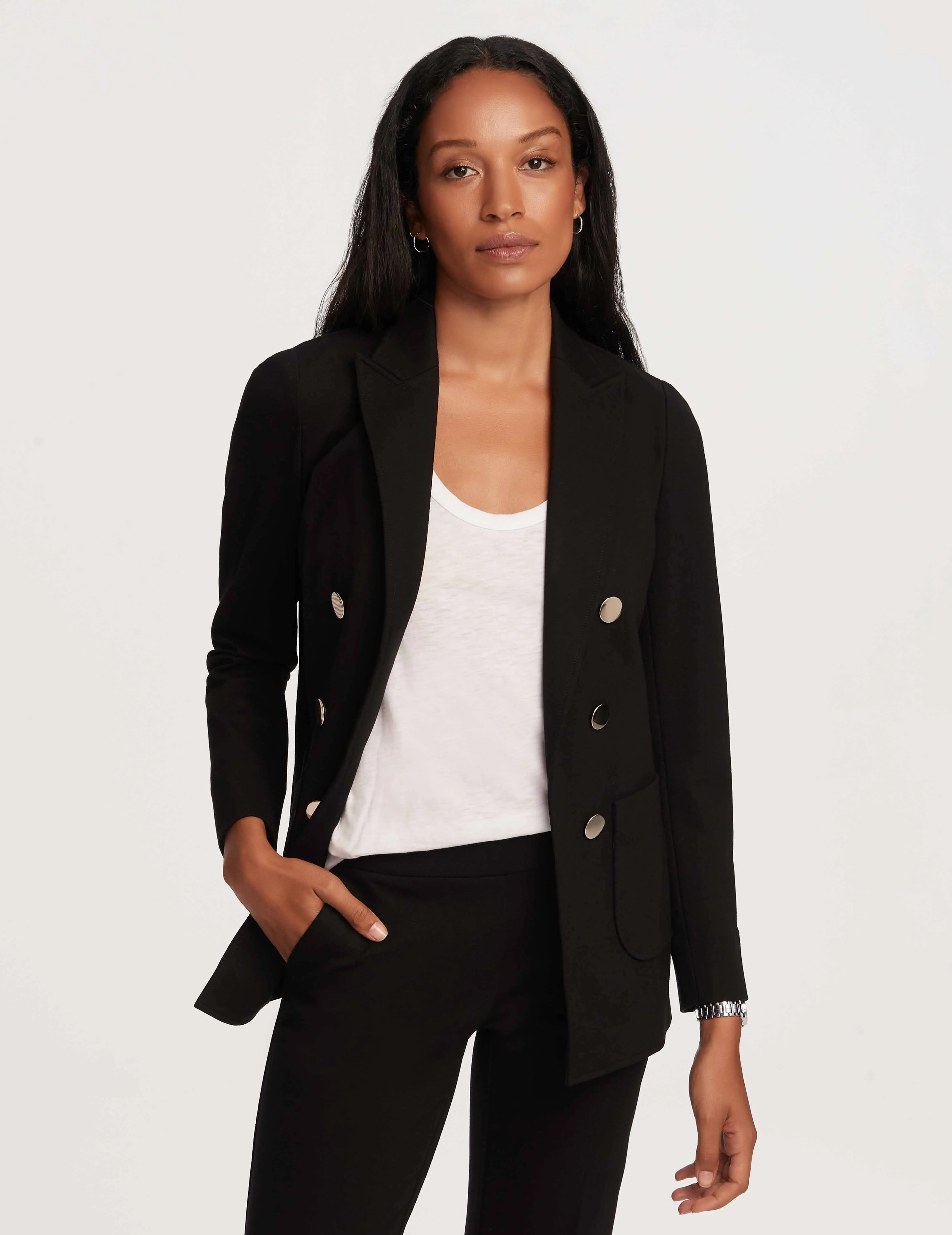 Faux Mini Double Breasted Blazer With Patch Pockets sold by Anne Klein