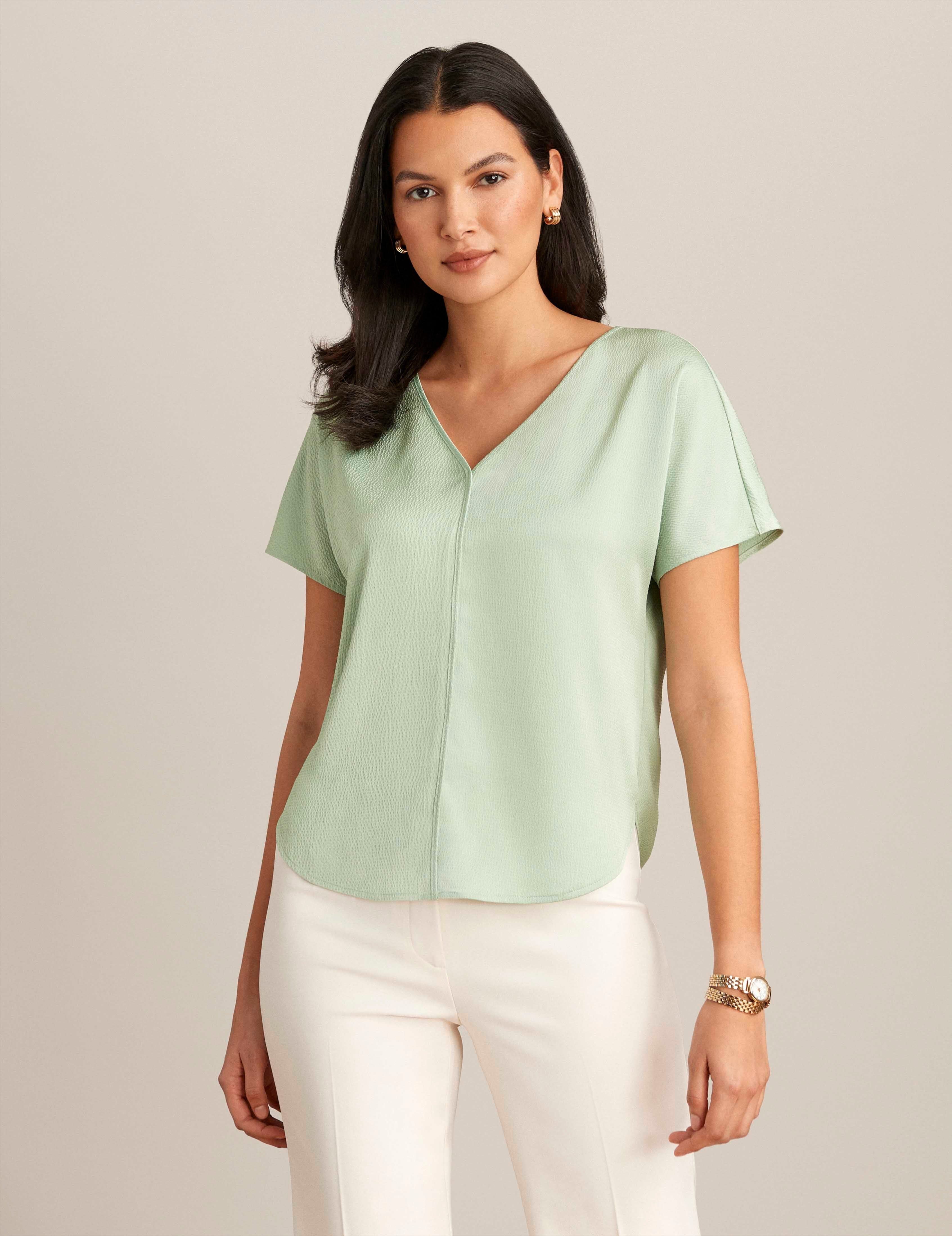 Short Sleeve V Neck Blouse sold by Anne Klein