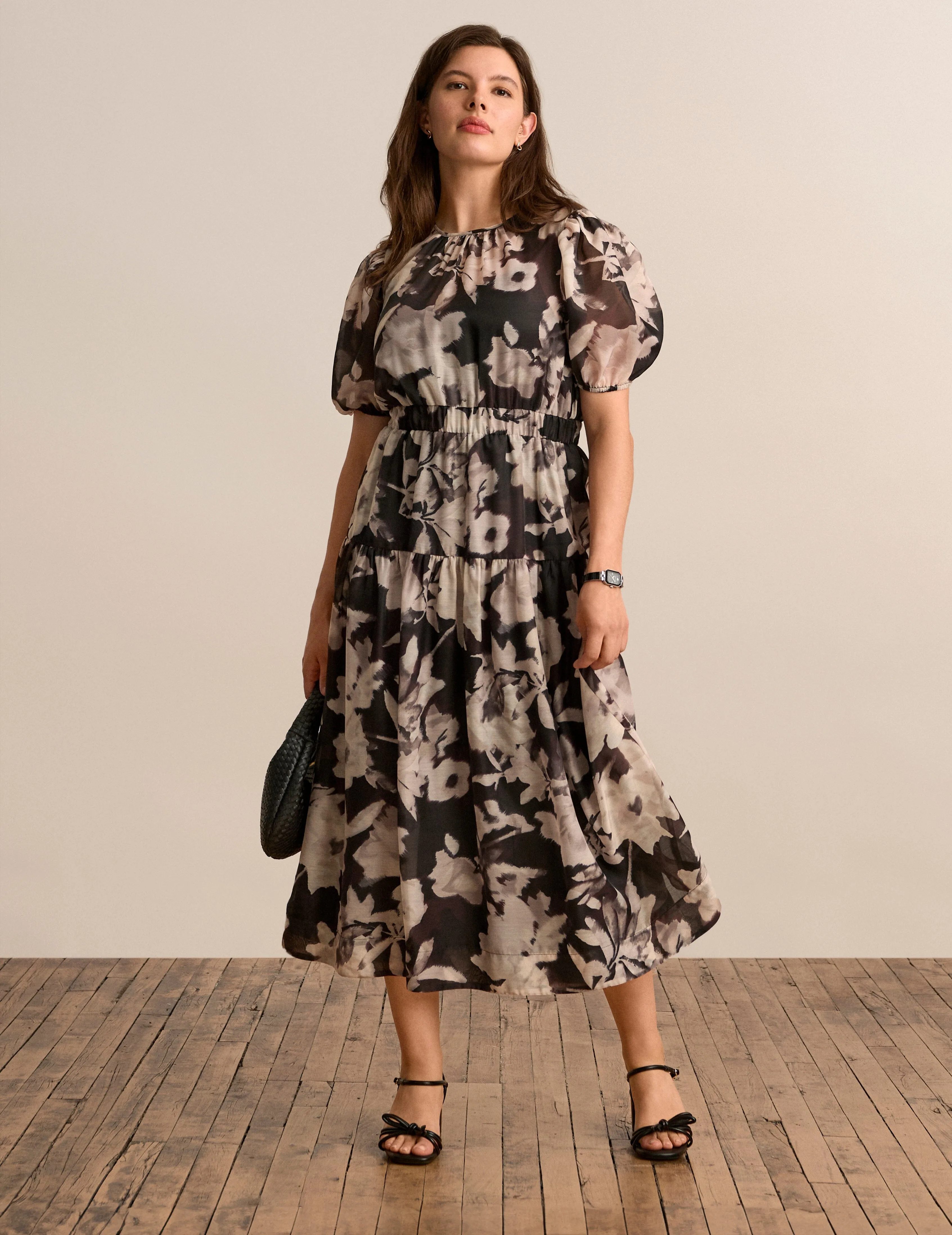 Tiered Puff Sleeve Midi Dress sold by Anne Klein product image thumbnail 2