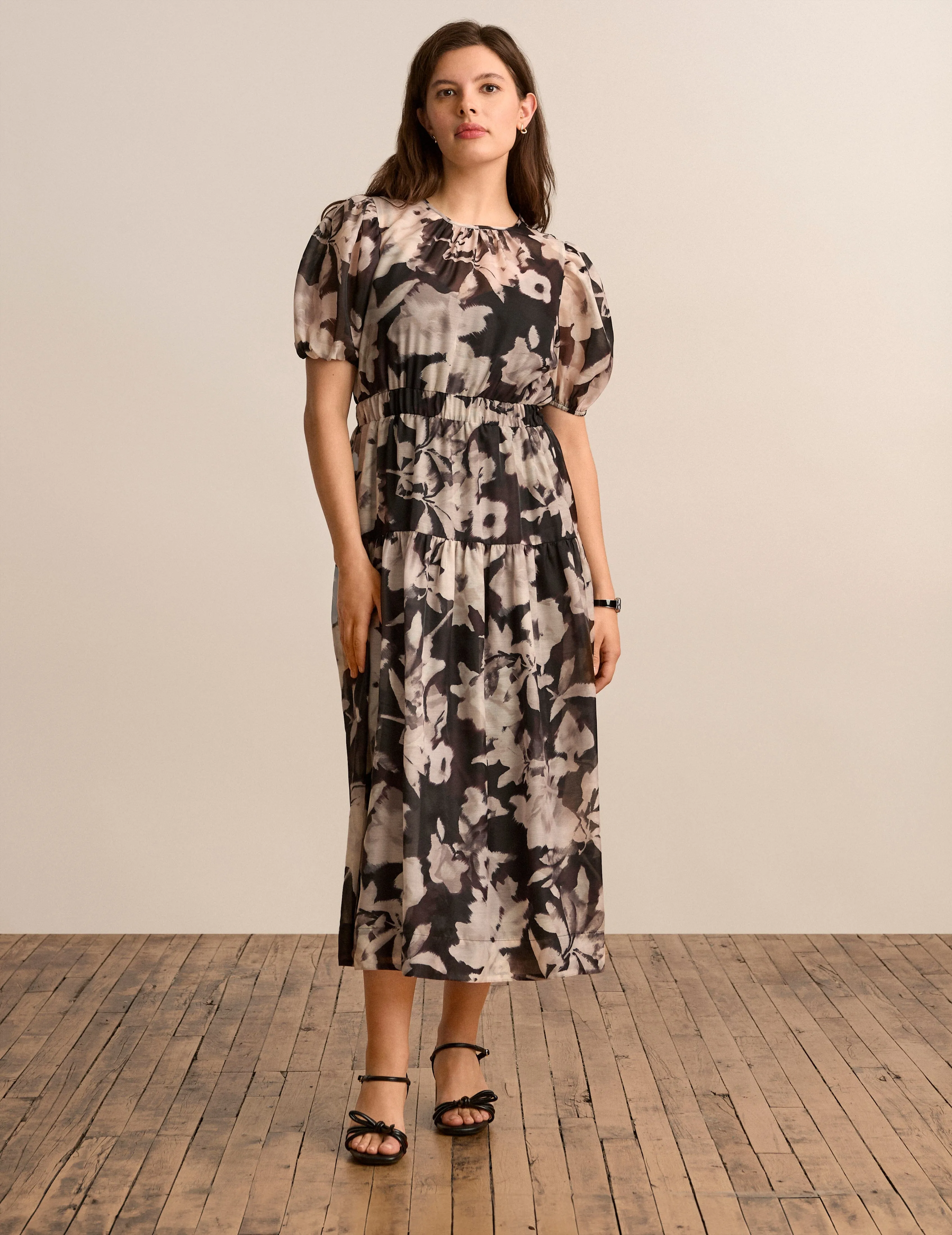 Tiered Puff Sleeve Midi Dress sold by Anne Klein