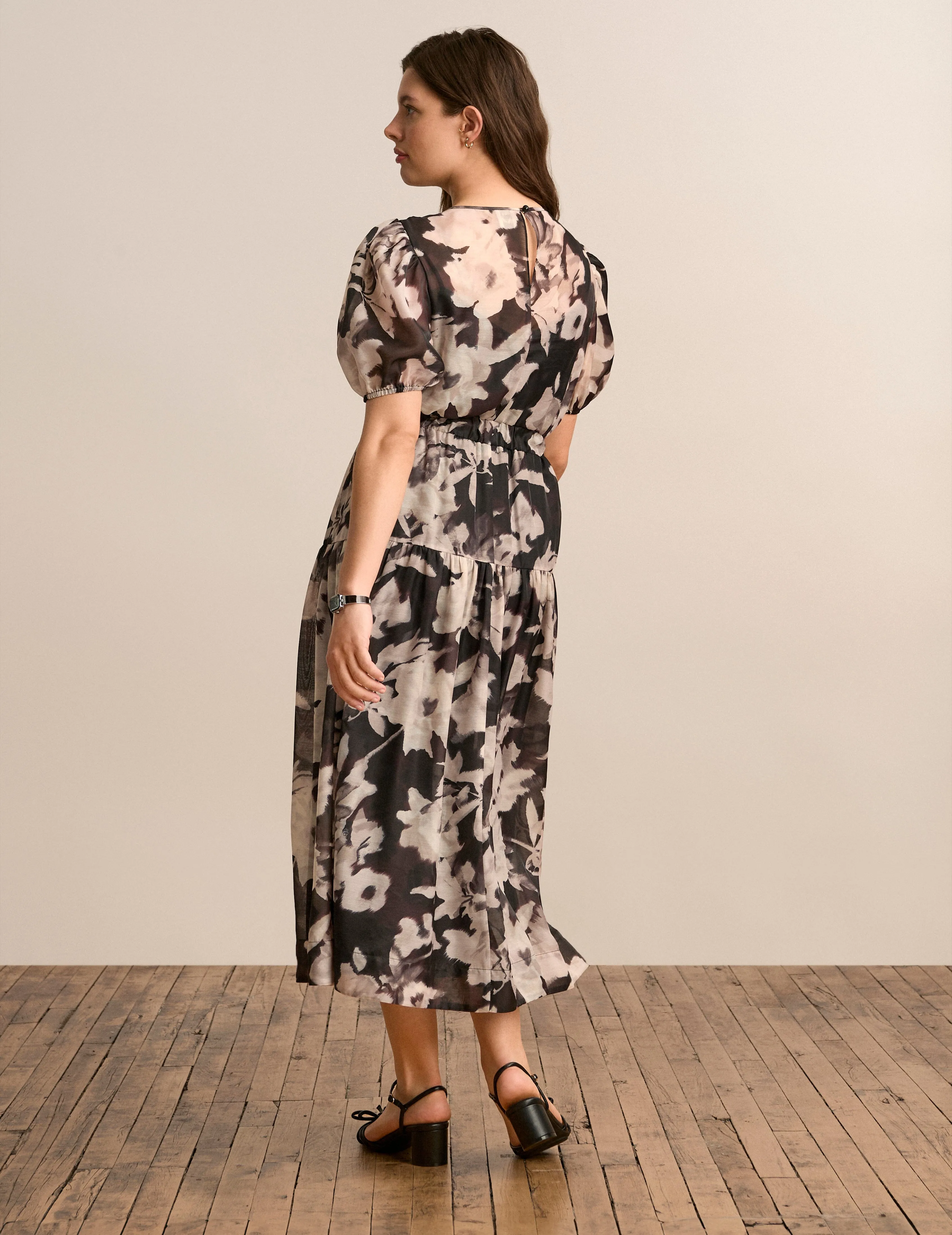 Tiered Puff Sleeve Midi Dress sold by Anne Klein product image thumbnail 3