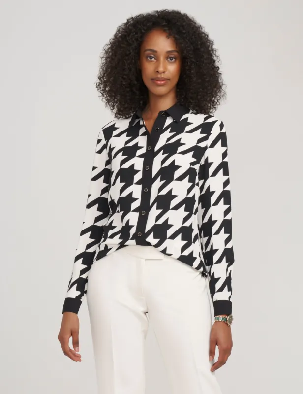 Printed Combo Button Down Blouse- Sale sold by Anne Klein