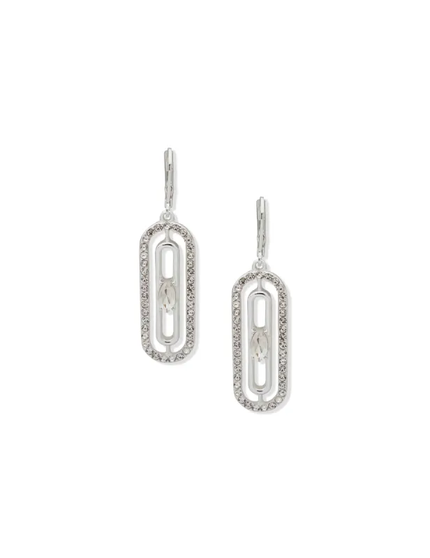 Stone Orbital Silver Crystal Earrings sold by Anne Klein