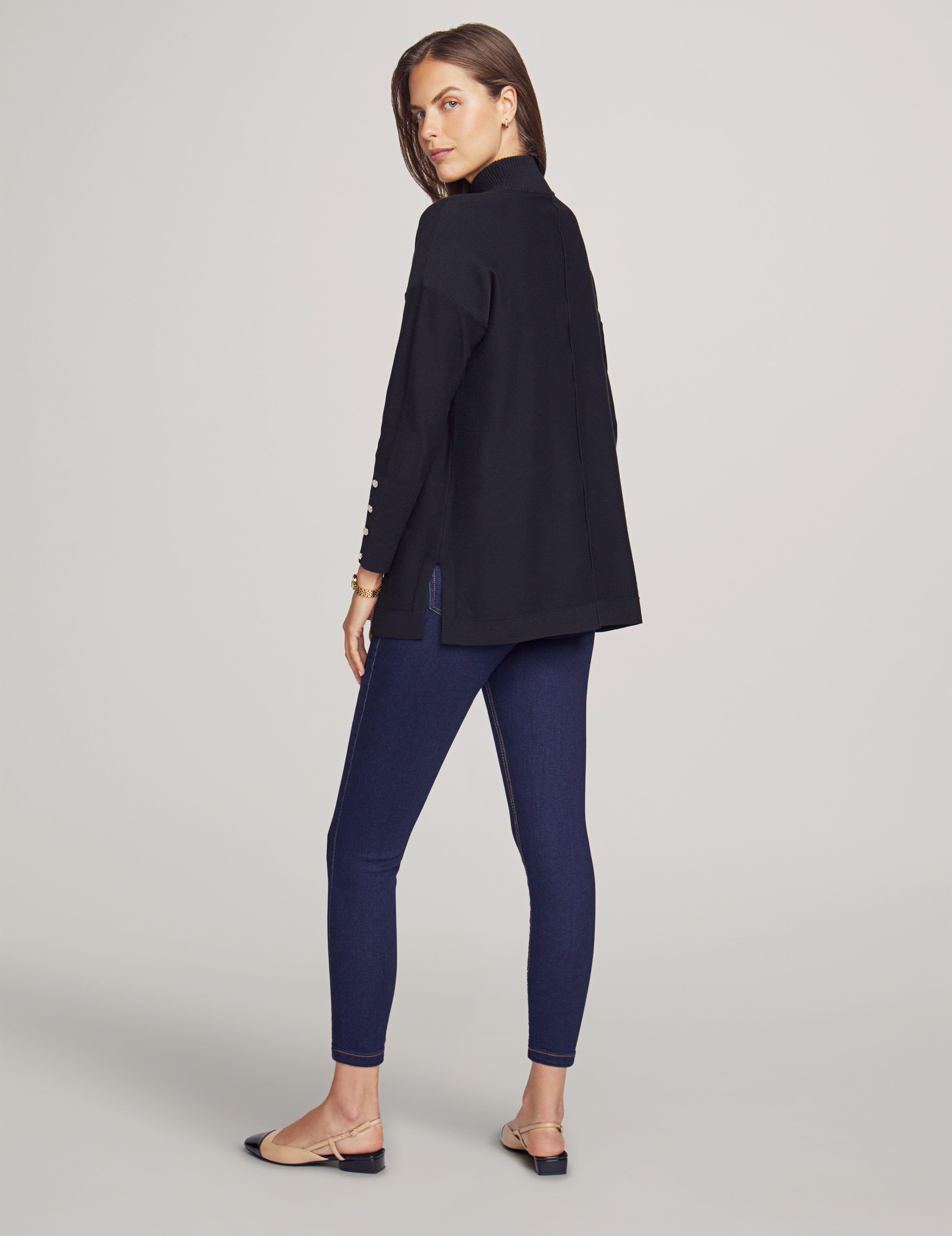 Petite Mock Neck Long Sleeve Sweater With Buttons sold by Anne Klein product image thumbnail 2