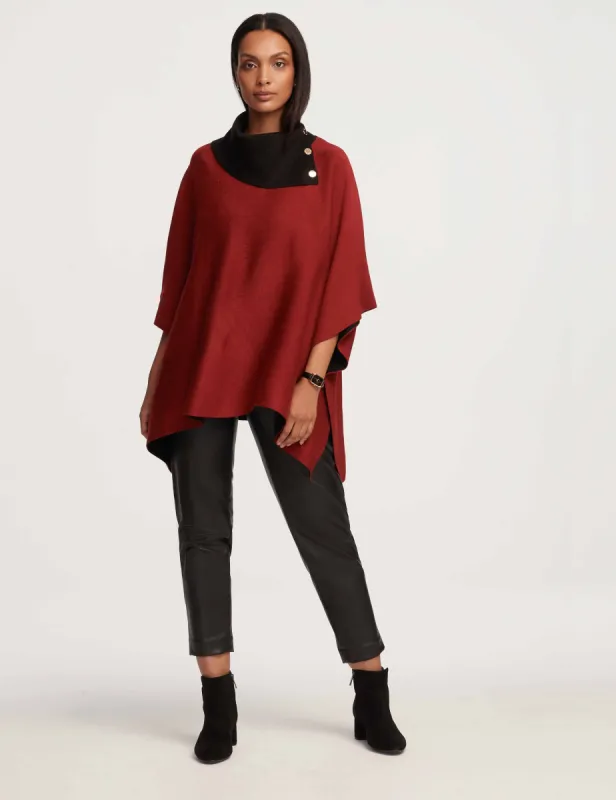 Double Face Split Collar Poncho- Clearance sold by Anne Klein