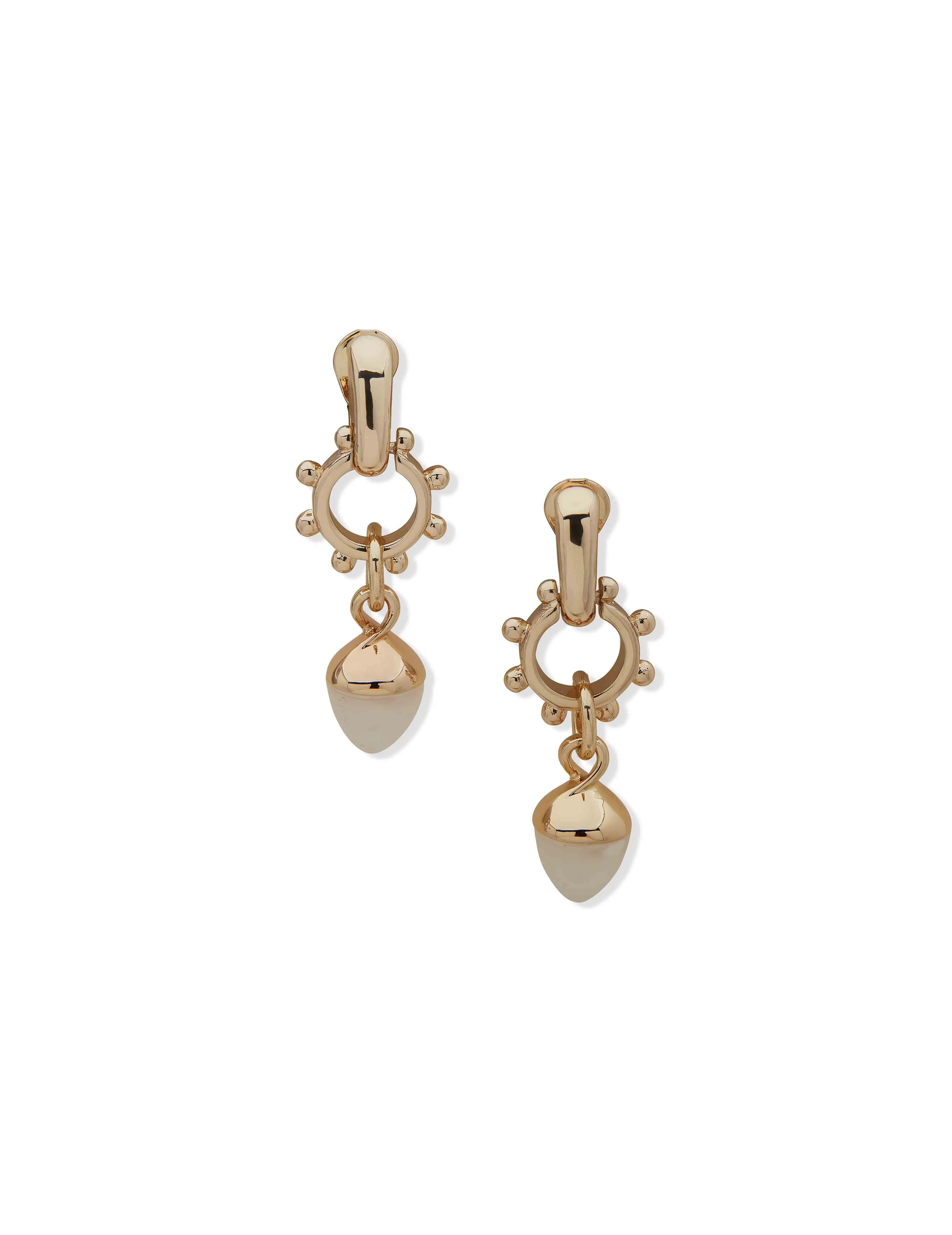 Linear Drop Faux Pearl Clip Earrings sold by Anne Klein