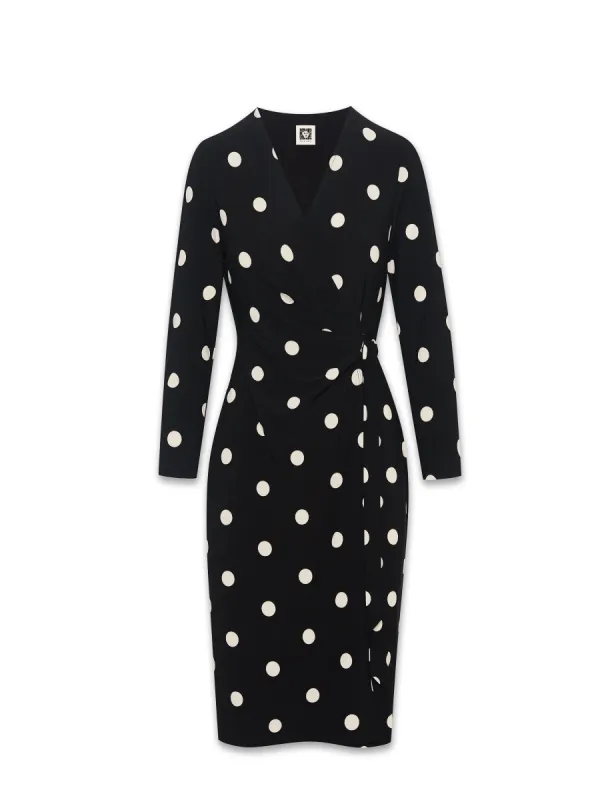 Petite Dot Print Faux Wrap Dress- Sale made by Anne Klein