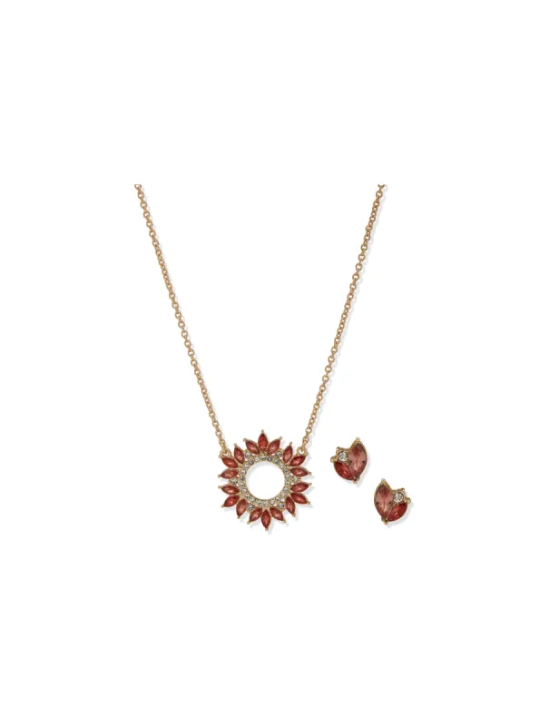 Cluster Pendant Necklace and Earring Set sold by Anne Klein