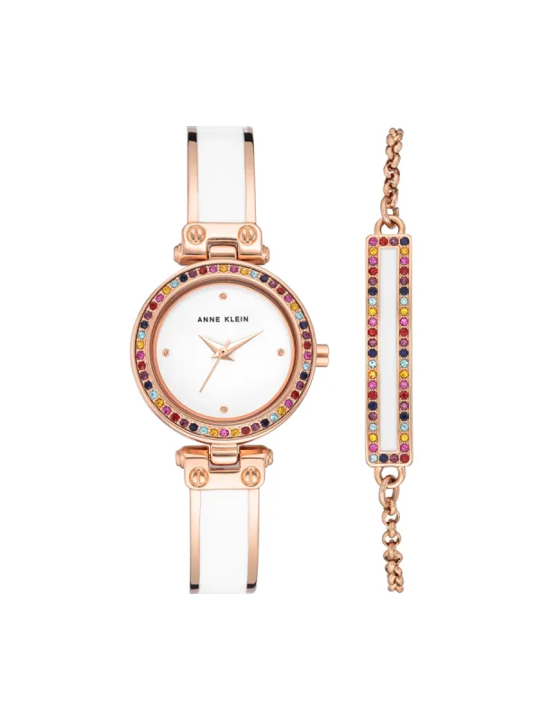 Watch and Bracelet Set with Premium Multicolored Crystals sold by Anne Klein