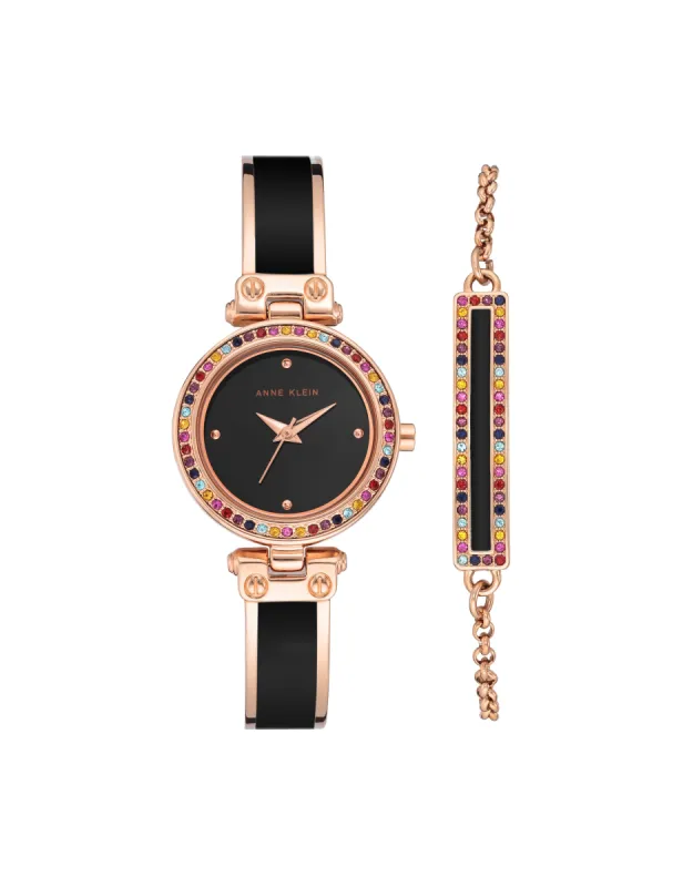 Watch and Bracelet Set with Premium Multicolored Crystals sold by Anne Klein