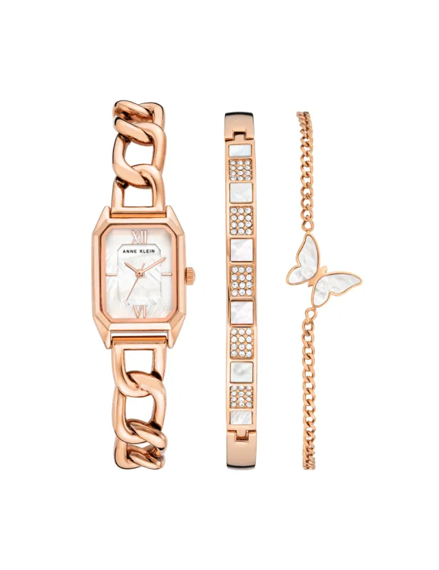 Octagonal Chain Bracelet Watch and Bracelet Set sold by Anne Klein