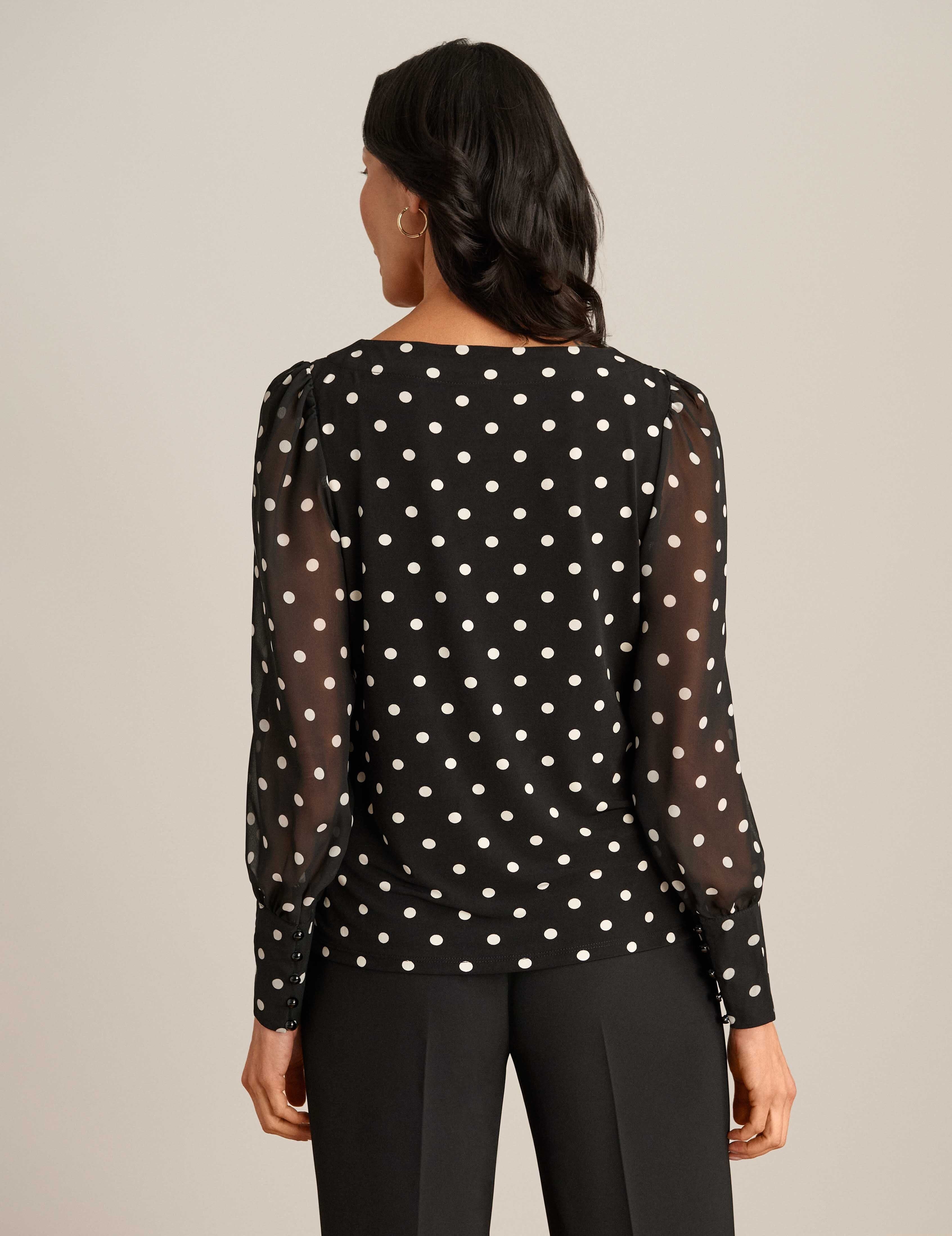 Polka Dot Chiffon Printed Sleeve Top sold by Anne Klein product image thumbnail 2