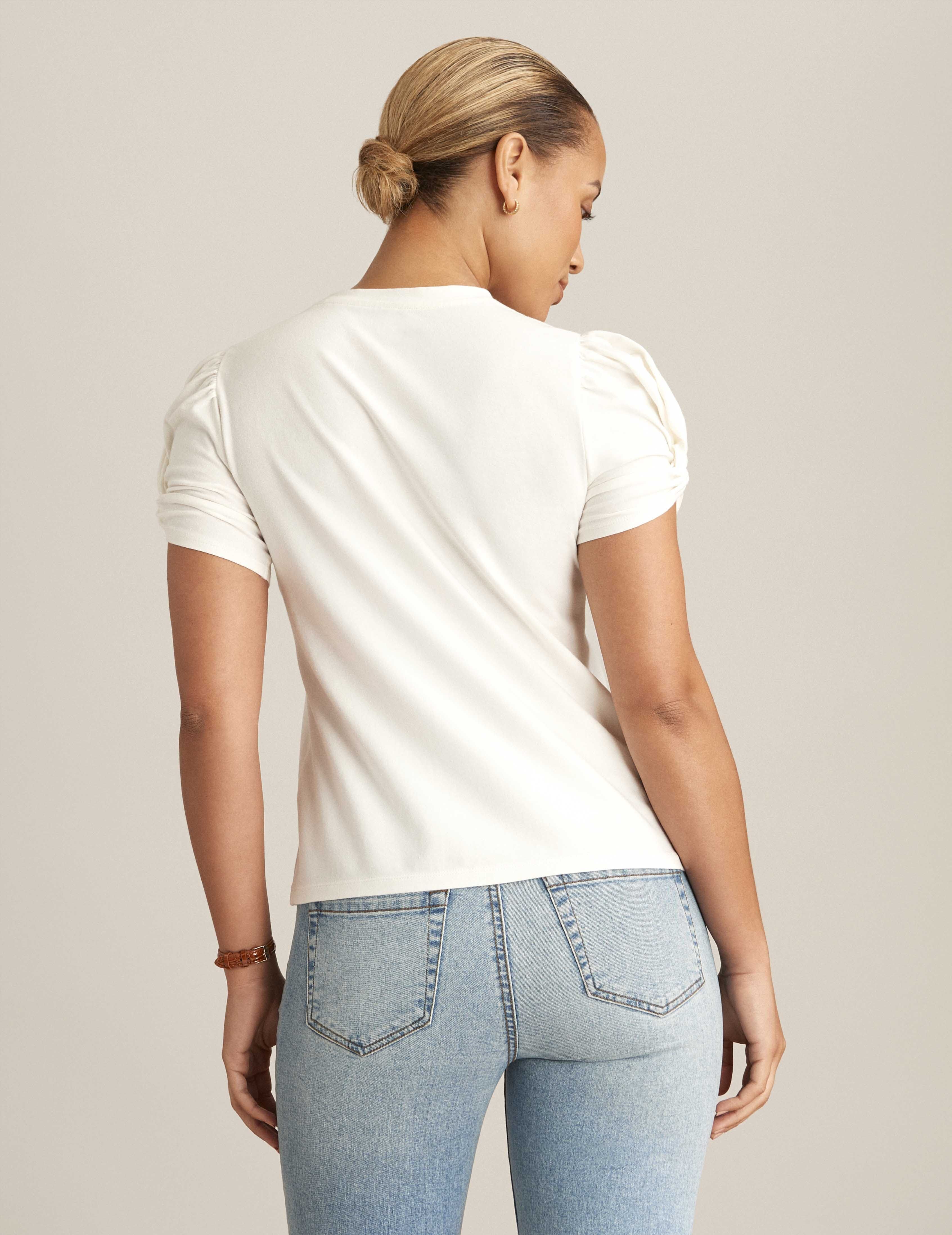 Short Sleeve Twisted Puff Sleeve Top sold by Anne Klein product image thumbnail 2