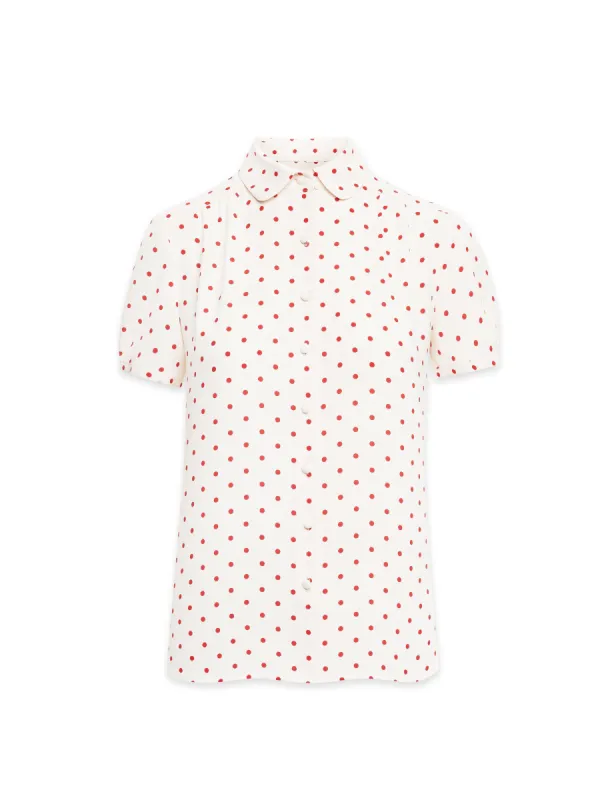 Dot Print Peter Pan Collar Blouse Anne White/Poppy- Clearance sold by Anne Klein